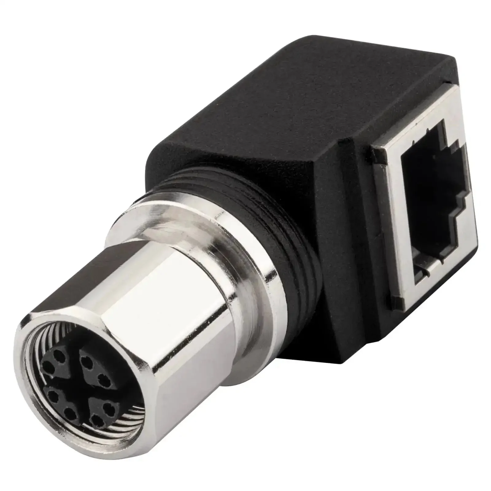 RJ45 To M12 X Coded 8 Pin Adapter 360 Degree Rotatable Shielded IP68 Industrial Ethernet Connector For Cat6a Cat5e 10Gbps High Speed Link M12 Female To RJ45 Female For Basler Cognex Cameras