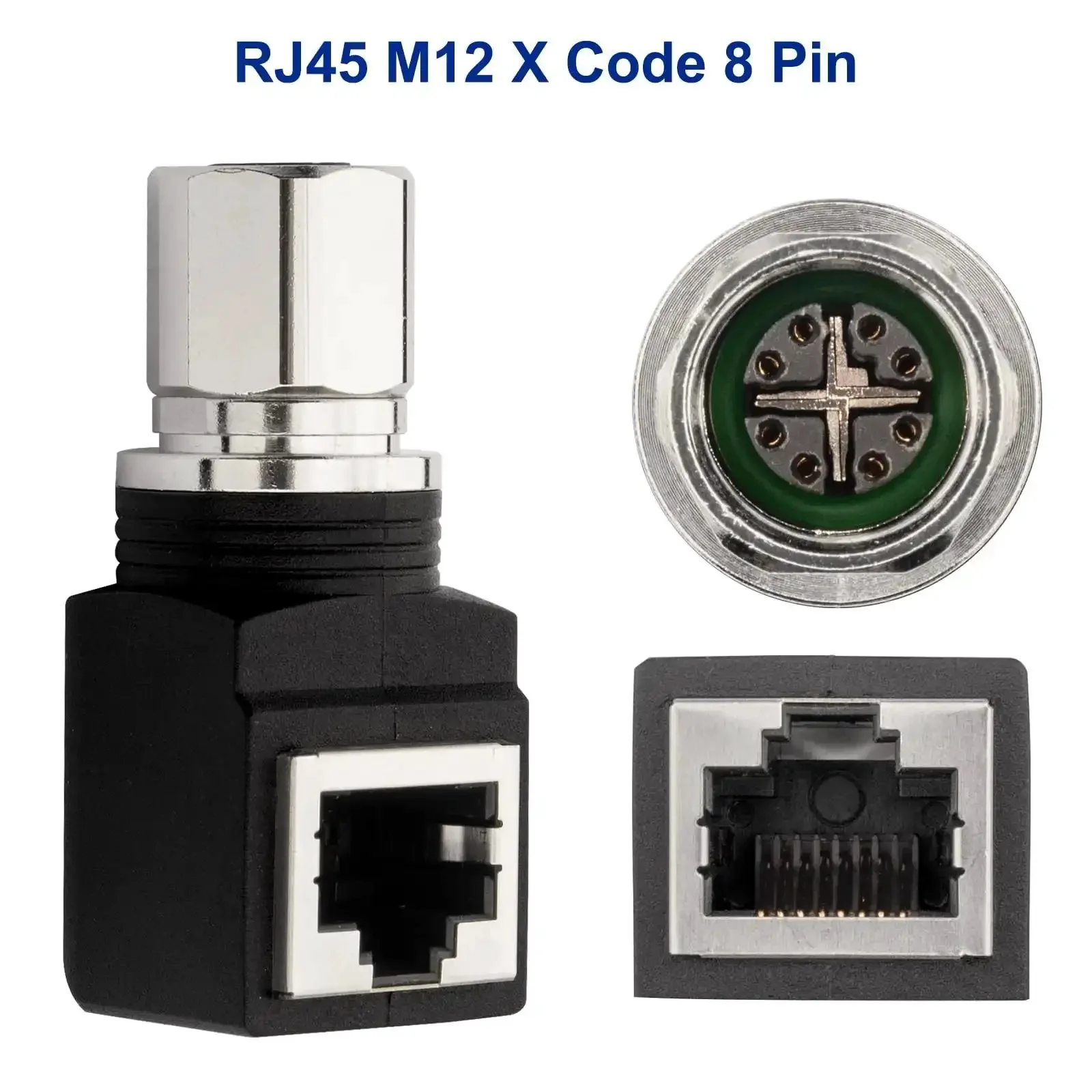 RJ45 To M12 X Coded 8 Pin Adapter 360 Degree Rotatable Shielded IP68 Industrial Ethernet Connector For Cat6a Cat5e 10Gbps High Speed Link M12 Female To RJ45 Female For Basler Cognex Cameras - Image 5