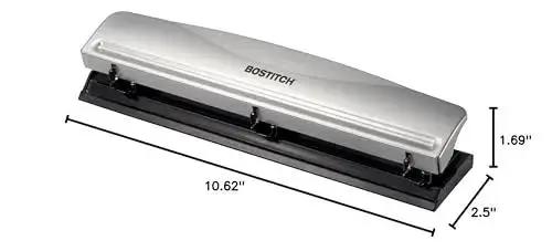 Rock Solid 3 Hole Punch For Office And Home Use With 12 Sheet Capacity Heavy Duty Metal Construction Rubber Base For Stable Handling Easy Clean Tray Sleek Silver Finish Ideal For Memos Notes And Handouts - Image 2