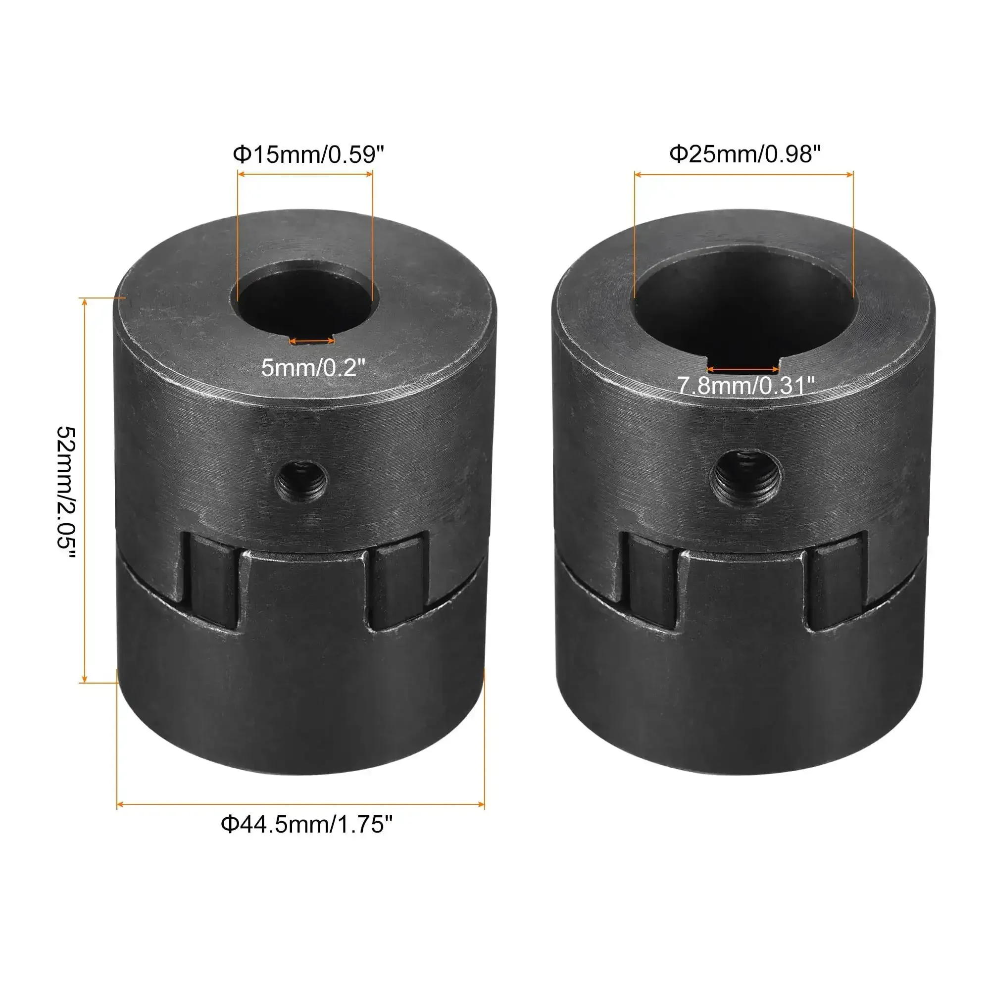 Rock Solid Flexible Coupling Shaft 15mm To 25mm Bore 52mm Length 44.5mm Outer Diameter Motor Coupler Joint For Servo And Stepper Motors Encoder And CNC Machines 45 Steel - Image 5