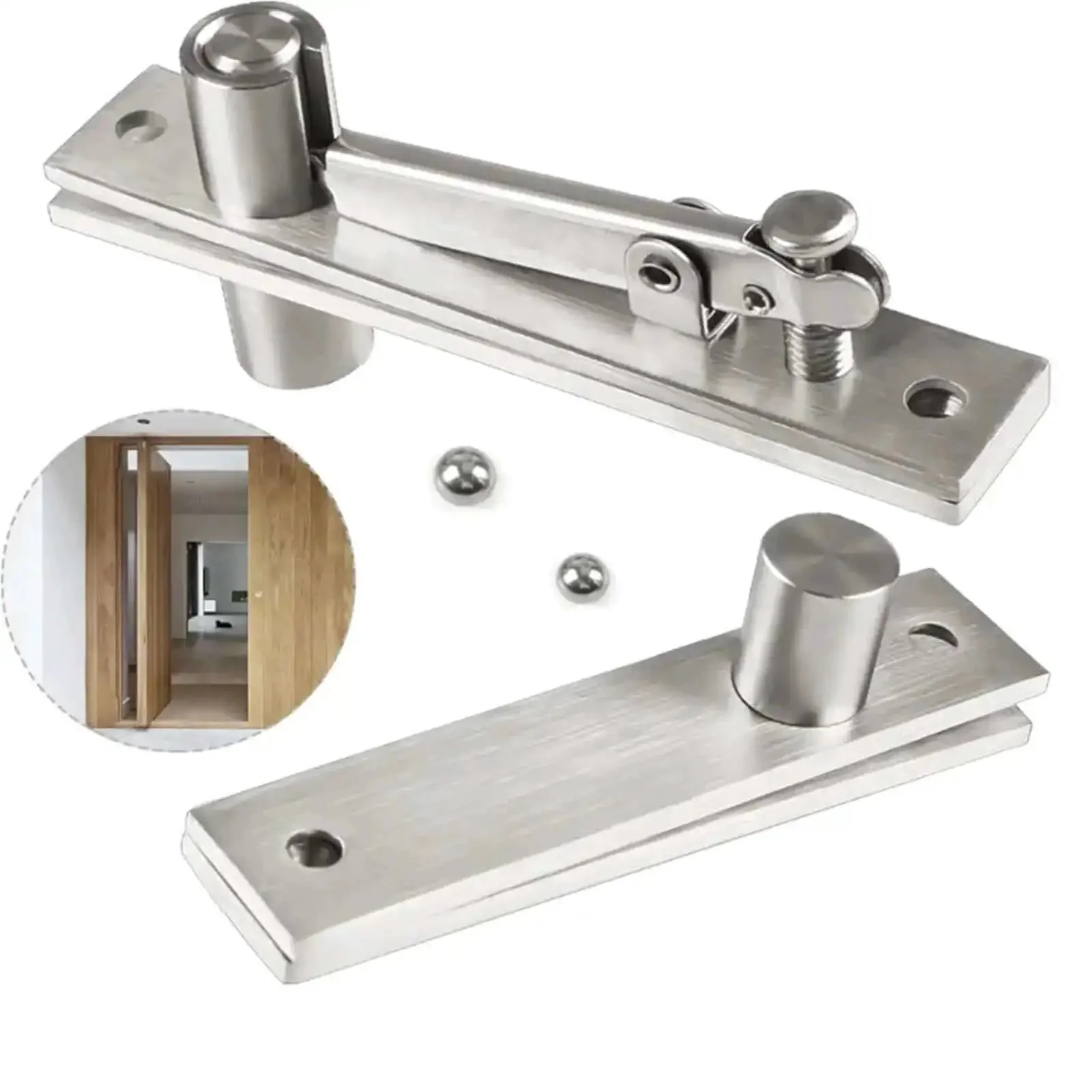 Rock Solid Heavy Duty Pivot Hinge Set For Secret Doors And Hidden Compartments, Stainless Steel Invisible Hinges For Bookshelves Cabinets Drawers Wood Doors And Furniture, Smooth 360 Degree Rotation And Quiet Operation - Image 4