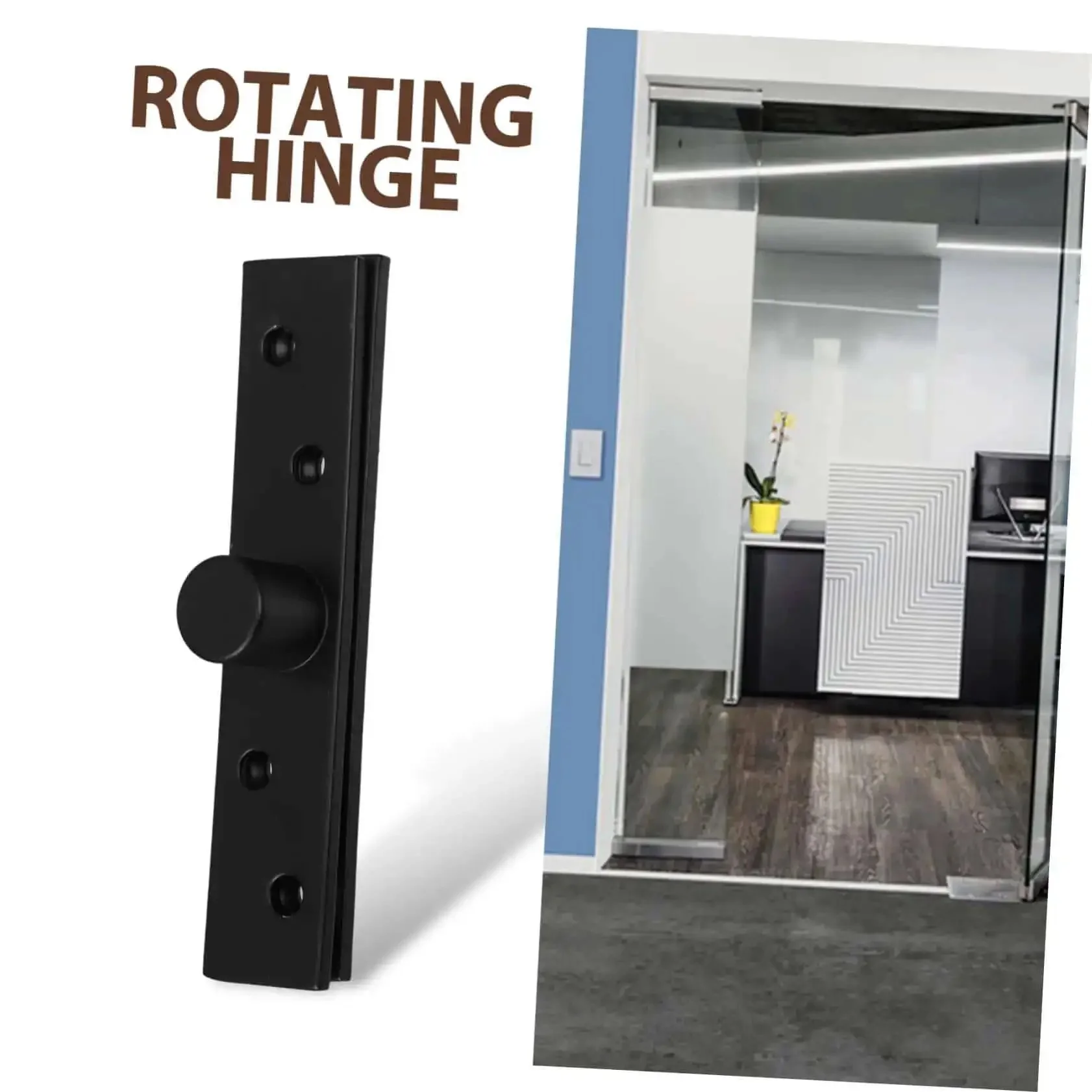 Rock Solid Heavy Duty Stainless Steel Pivot Hinges For Hidden Doors And Secret Bookcases In Black Finish Versatile For Home Office And Commercial Use Rotating Top And Bottom Hinge Positioning For Smooth Quiet Operation - Image 3