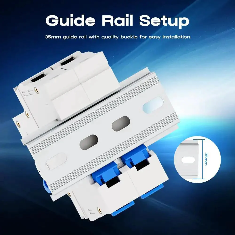 Rock Solid Miniature Circuit Breaker 1000V 2 Pole 63 Amp Isolator For Solar PV Systems With Thermal Magnetic Trip DIN Rail Mount C63 DC Disconnect Switch For Instant Overcurrent Protection - Image 4