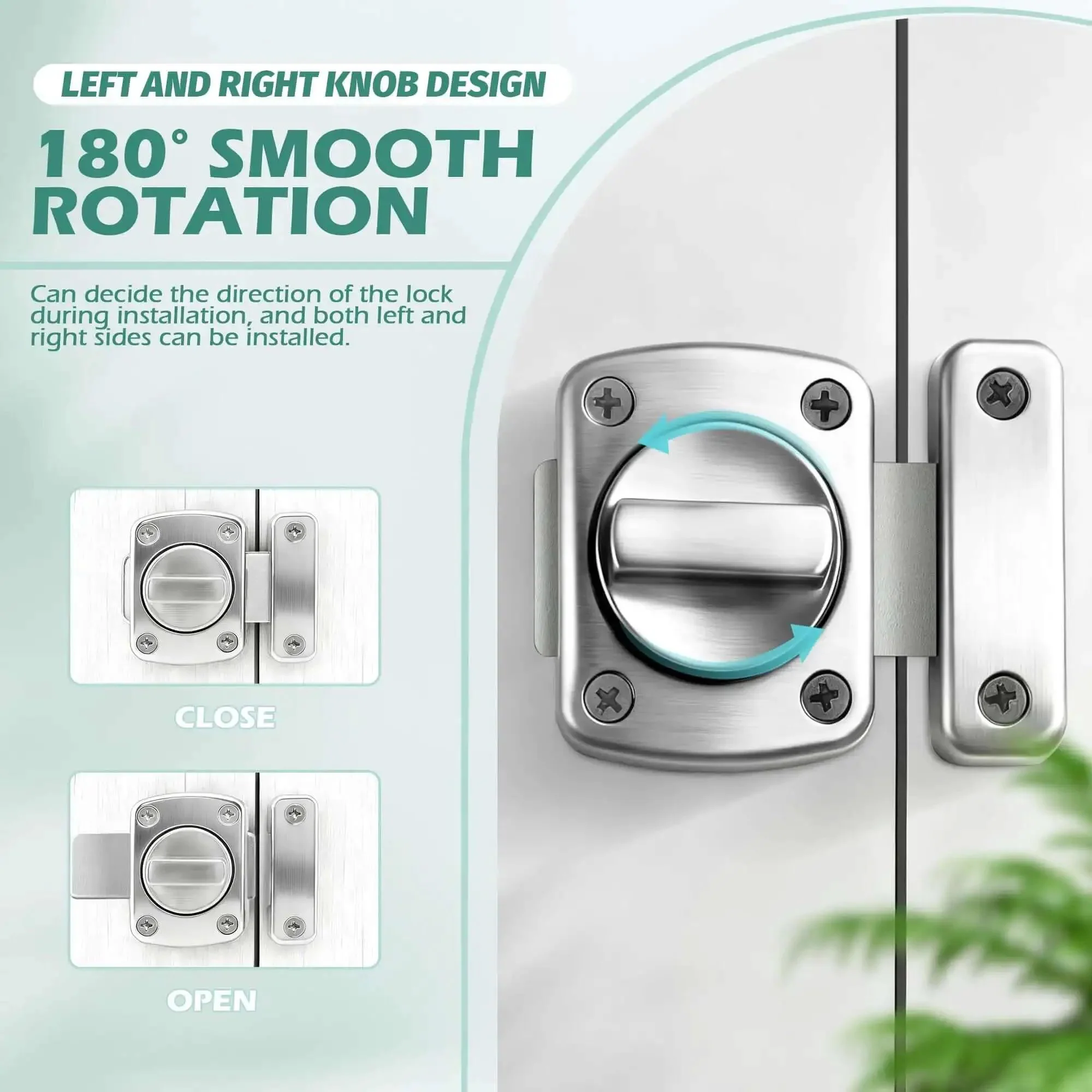 Rotary Bolt Latch Lock With Six Screws For Cabinets Windows And Bathrooms Easy Install Privacy Lock Built Tough From Thick Zinc Alloy Silver Finish Ideal For Home Projects And Everyday Indoor Cabinet And Door Security - Image 6