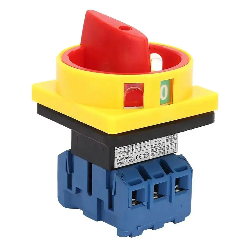 Rotary Cam Changeover Switch 3 Pole 2 Position Load Circuit Breaker On Off Power Switch 25 Amp Compact Industrial Control Switch With Safe Finger Guard For Machines And Tools Durable Easy Install