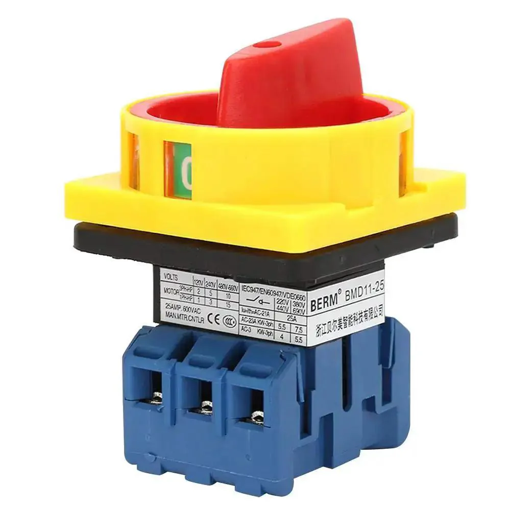 Rotary Cam Changeover Switch 3 Pole 2 Position Load Circuit Breaker On Off Power Switch 25 Amp Compact Industrial Control Switch With Safe Finger Guard For Machines And Tools Durable Easy Install - Image 6