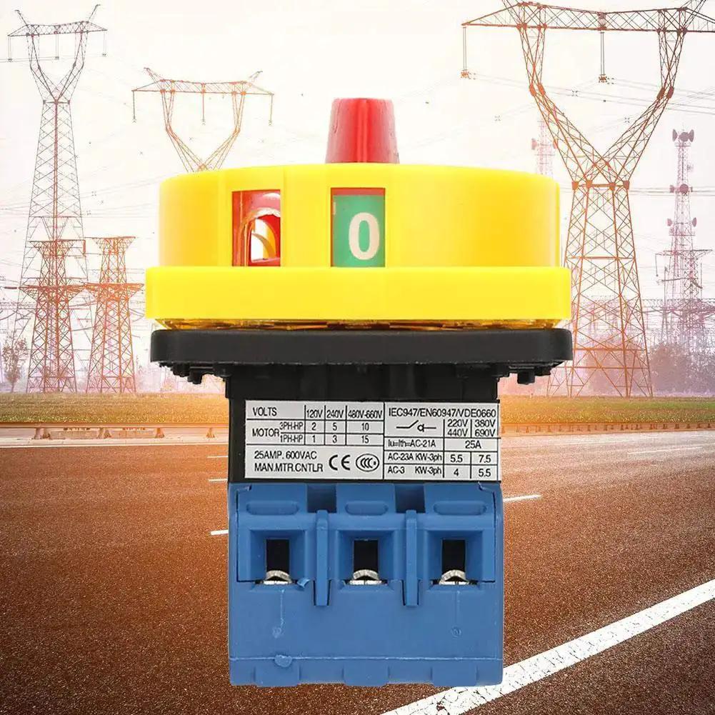 Rotary Cam Changeover Switch 3 Pole 2 Position Load Circuit Breaker On Off Power Switch 25 Amp Compact Industrial Control Switch With Safe Finger Guard For Machines And Tools Durable Easy Install - Image 8