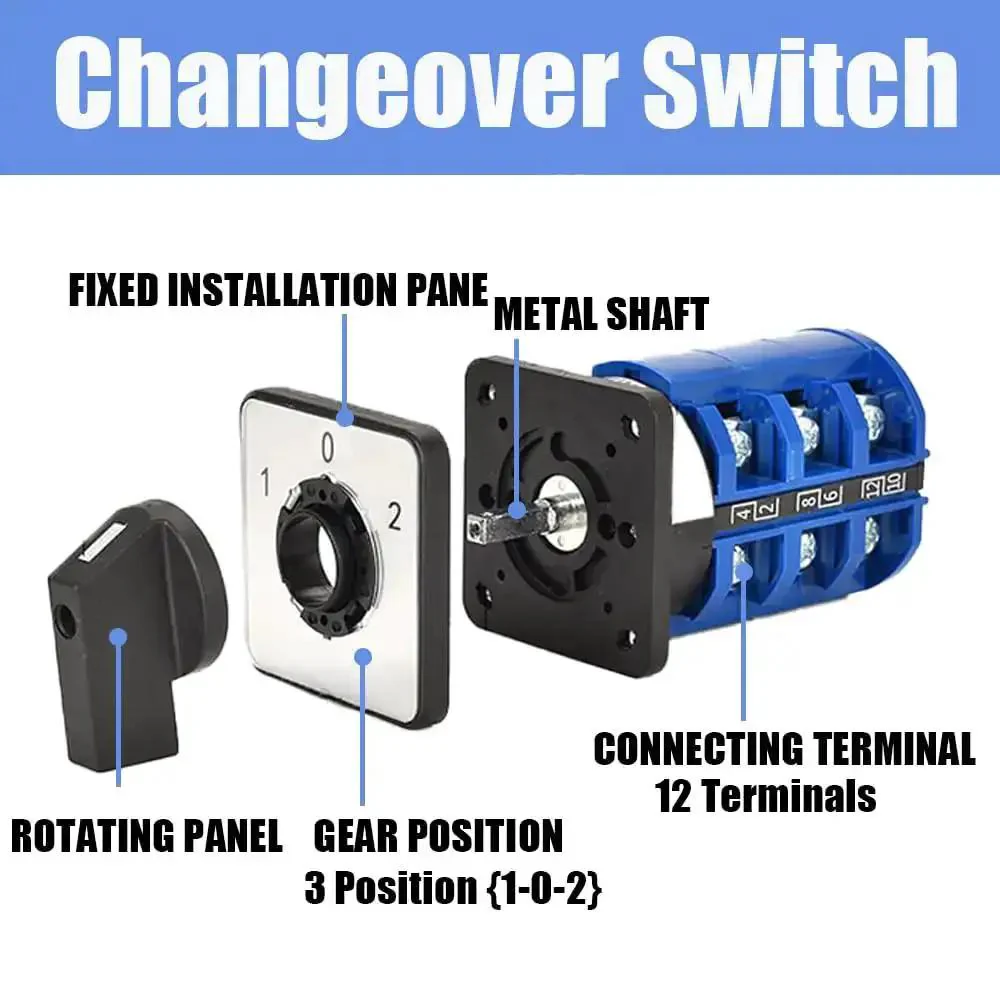 Rotary Changeover Switch Universal Selector Switch Enclosure Box 690V 40A 3 Position 3 Phase 12 Terminals Ideal For Beefy Industrial Power Control Safe Switching Flame Retardant PC Housing Copper Contacts - Image 4