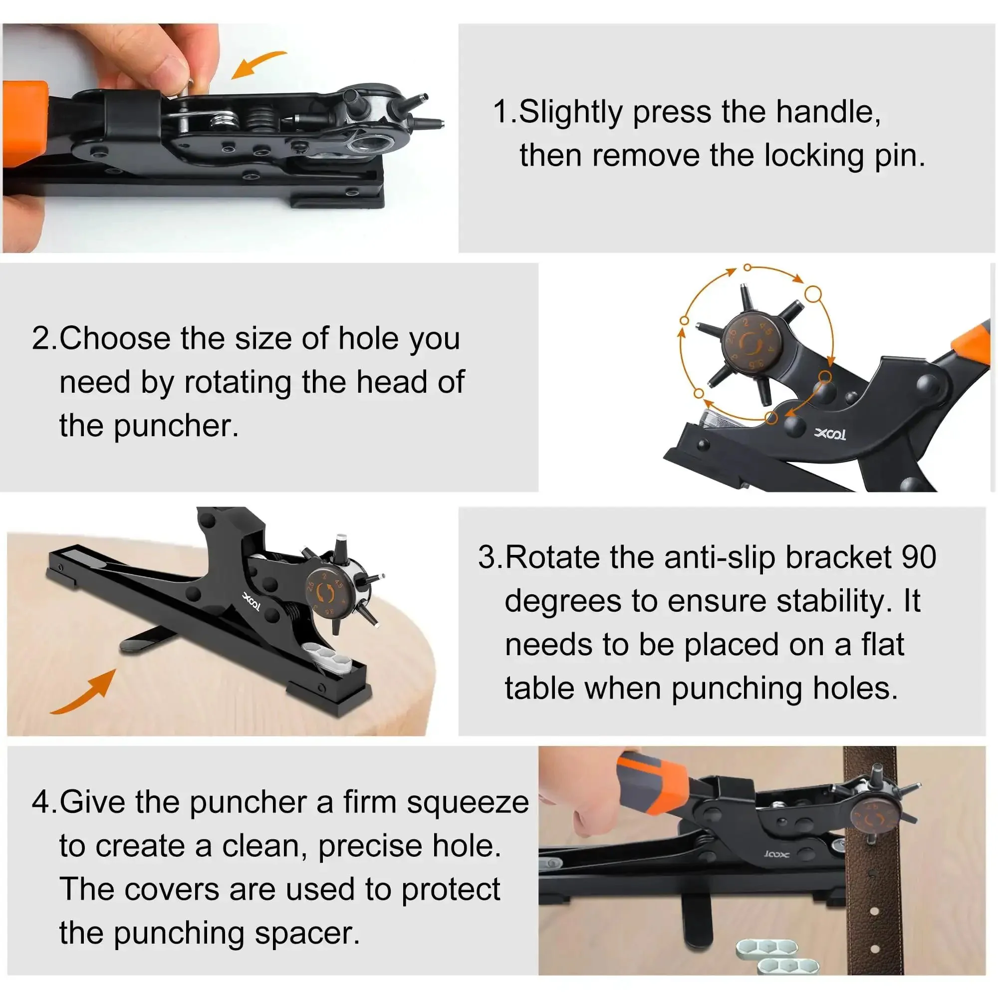 Rotary Leather Hole Punch Kit With Multiple Size Punches For Belts Watch Bands Straps Dog Collars Saddles Shoes Fabric And DIY Projects This Beast Heavy Duty Pliers For Quick Clean Holes - Image 3