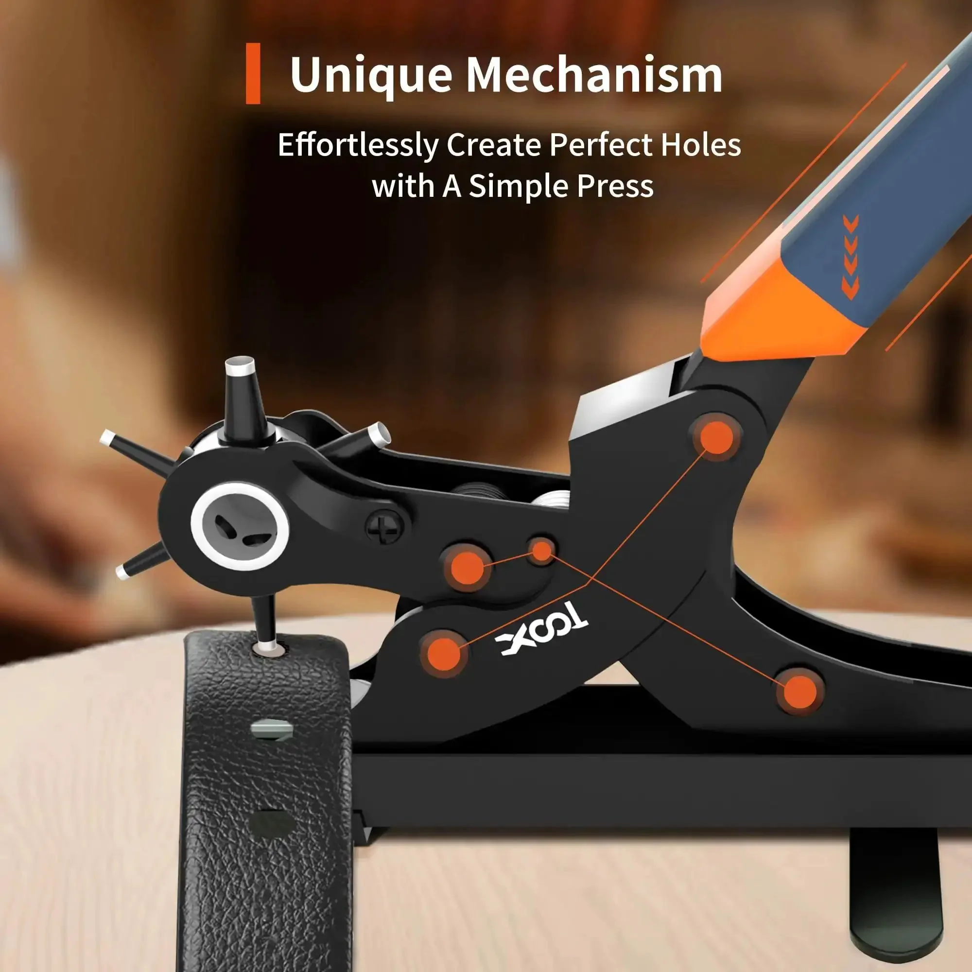 Rotary Leather Hole Punch Kit With Multiple Size Punches For Belts Watch Bands Straps Dog Collars Saddles Shoes Fabric And DIY Projects This Beast Heavy Duty Pliers For Quick Clean Holes - Image 7