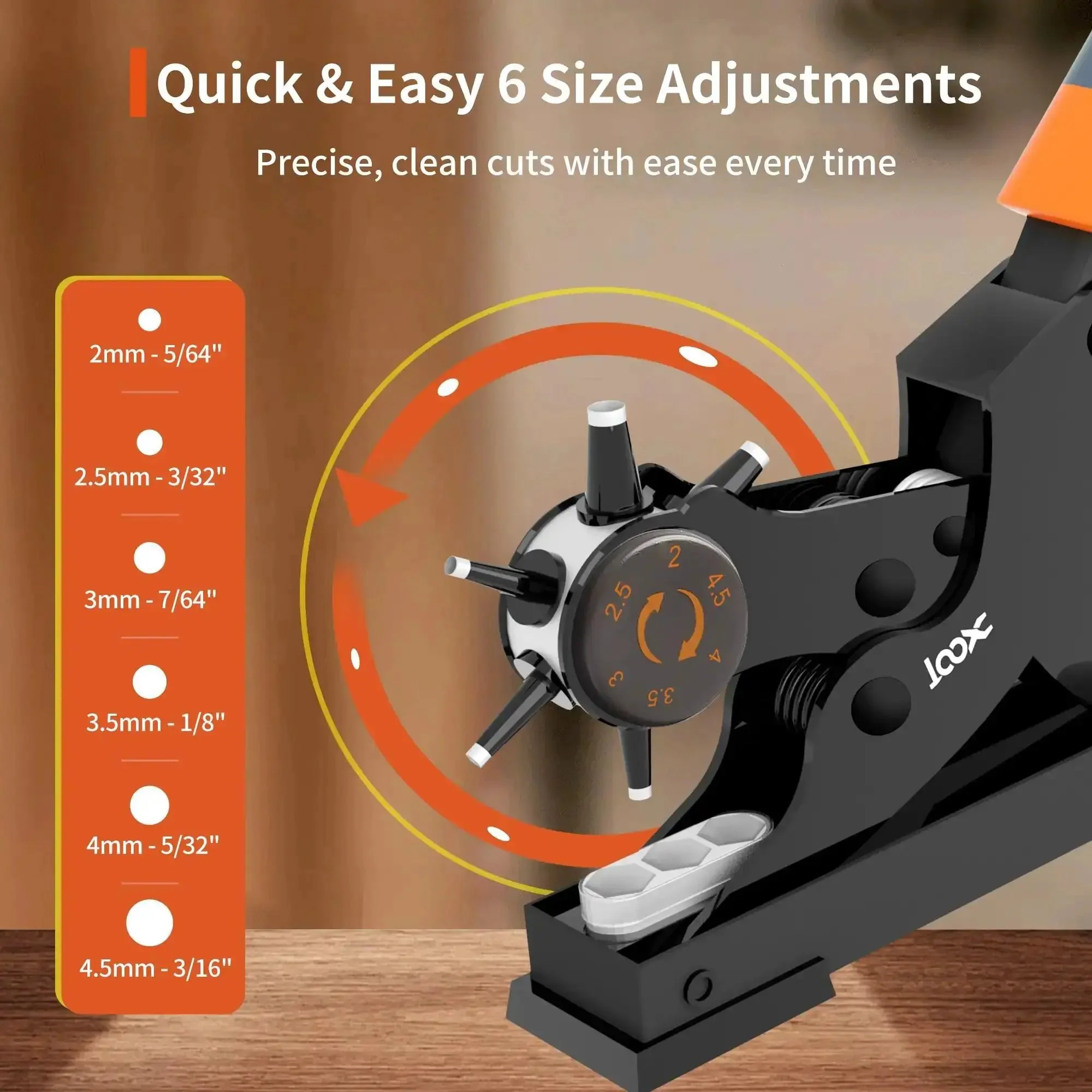 Rotary Leather Hole Punch Kit With Multiple Size Punches For Belts Watch Bands Straps Dog Collars Saddles Shoes Fabric And DIY Projects This Beast Heavy Duty Pliers For Quick Clean Holes - Image 8