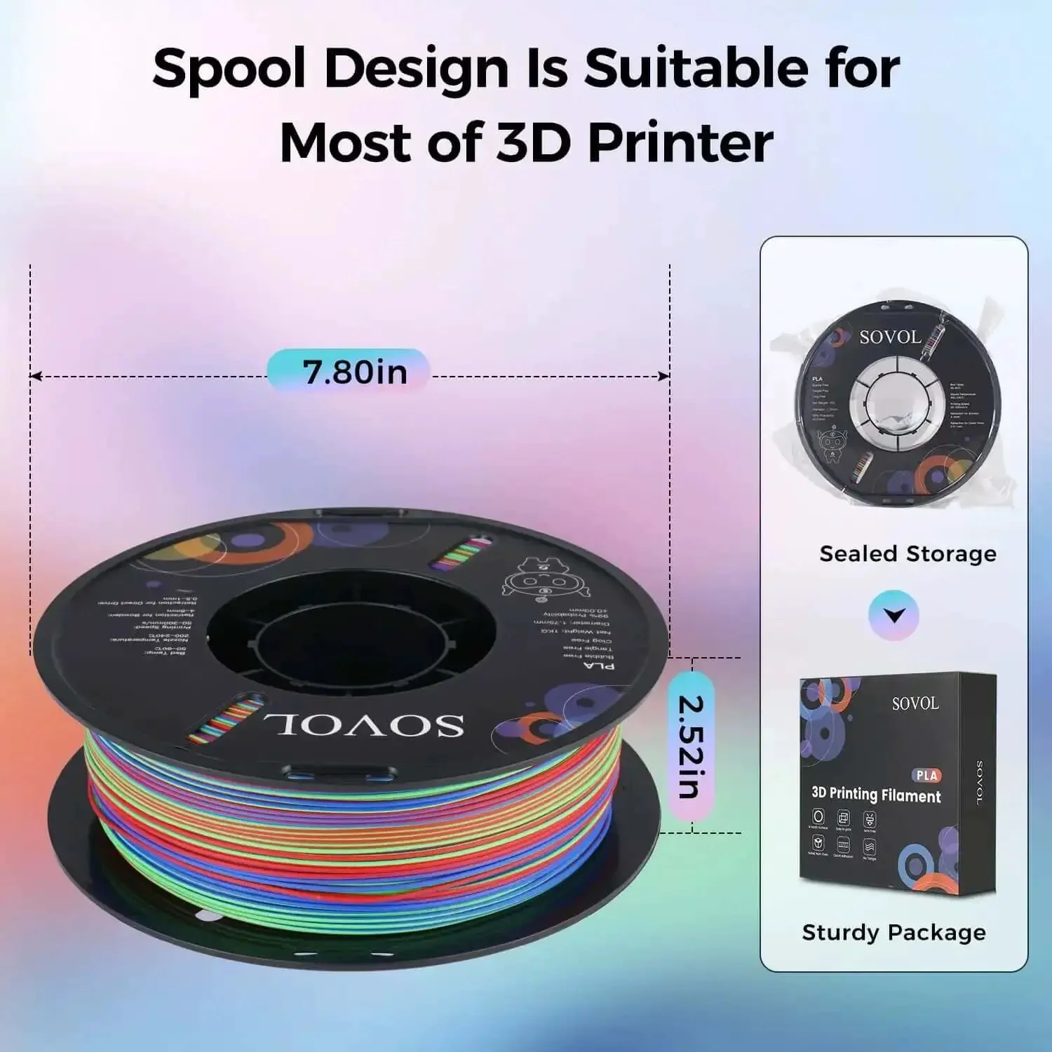 Rotated Tri Color Dope Coextruded PLA Filament 1.75mm 1kg 2.2lb Matte Finish Red Green Blue 3 In 1 Coextrusion For 3D Printing Color Shifts Every 50cm Premium Tolerance About 0.03mm - Image 2