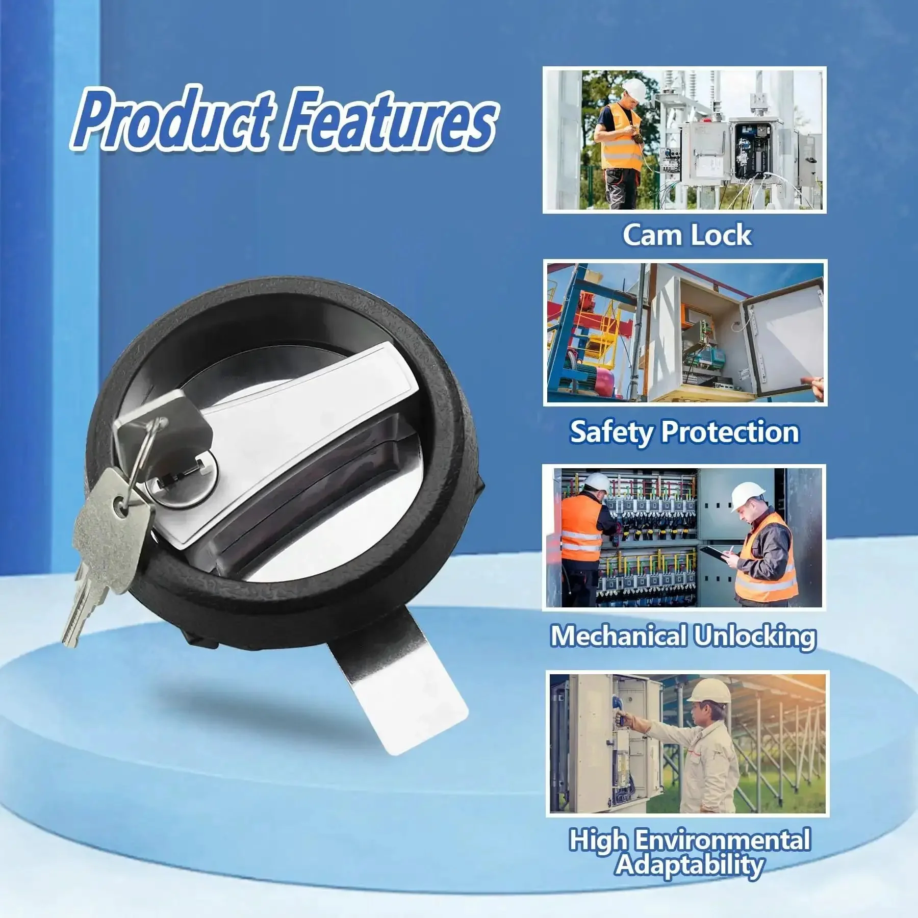Round Cam Lock Security Lock Black For Electric Control Panels And Electrical Enclosures Tough As Nails Zinc Alloy Build Perfect For PLC Cabinets Telecom Boxes Transformers And Industrial Machinery - Image 4