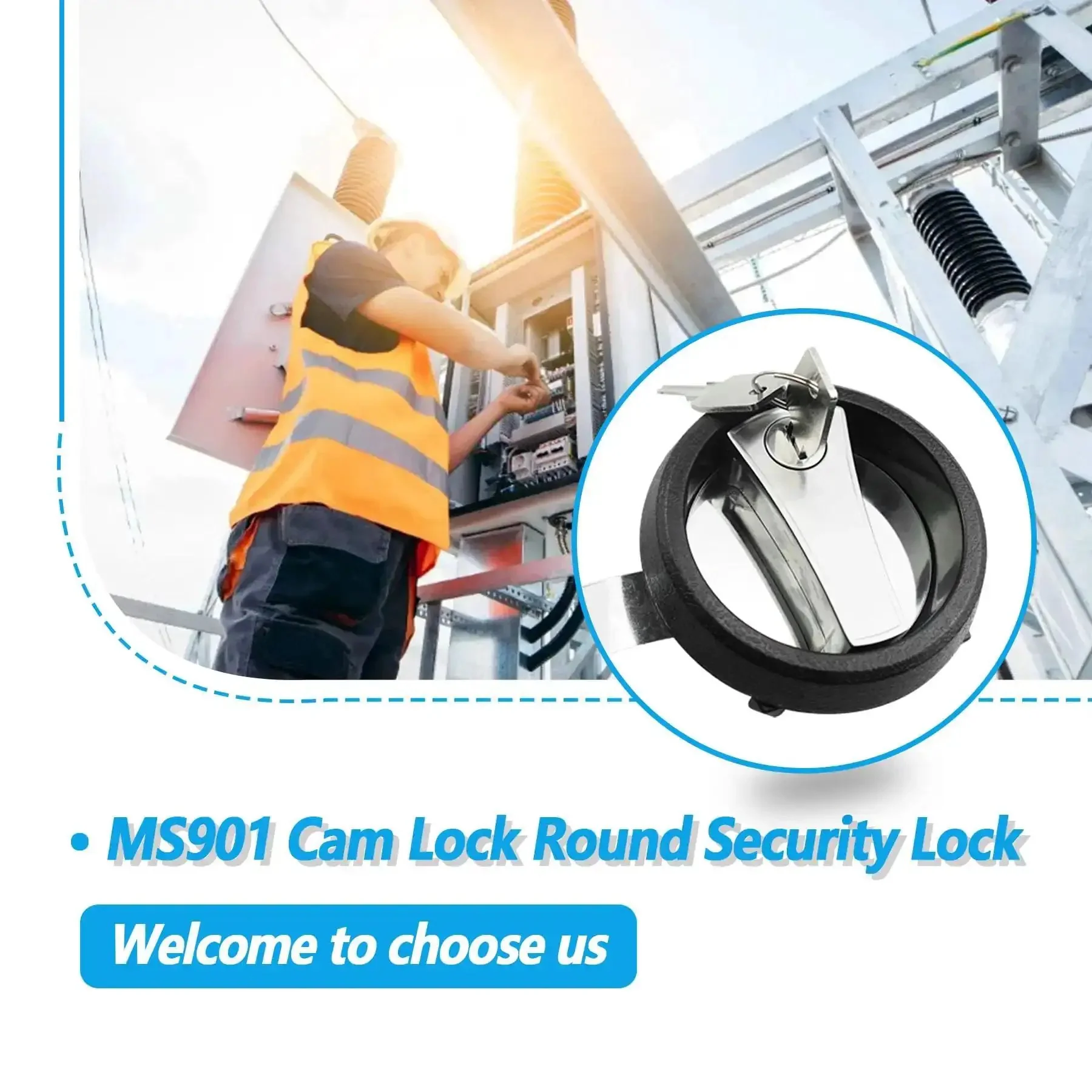 Round Cam Lock Security Lock Black For Electric Control Panels And Electrical Enclosures Tough As Nails Zinc Alloy Build Perfect For PLC Cabinets Telecom Boxes Transformers And Industrial Machinery - Image 6