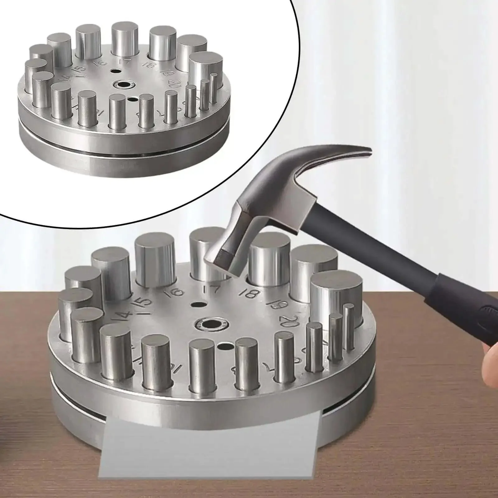 Round Disc Cutter Set Manual Round Punch Heavy Duty Coin Punch Tool For Jewelry Making And Metal Forming Die For Sheets Brass Gaskets Jewelers Compact 124mm Long 28mm High - Image 4