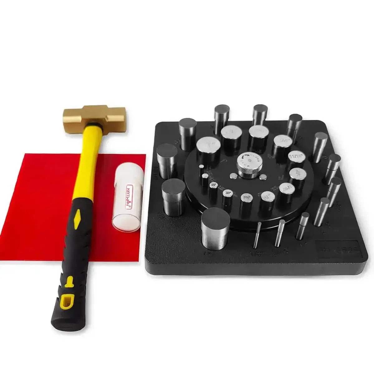 Round Disc Cutter Set With 13 Disc Sizes From One Quarter Inch To Three And Three Eighths Inches Yellow Handle Precision Hole Punch For Leather Fabric Paper Crafting Durable Stainless Steel Blades DIY Sewing Tools