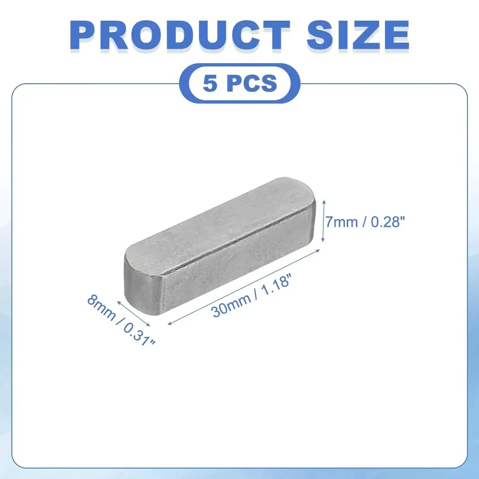 Round Ended Feather Key Set 30x8x7 Mm Carbon Steel 5 Pcs for Parallel Drive Shafts and Fasteners in Mechanical Industry Carbon Black Wear Resistant Shaft Key Stock for Heavy Duty Machinery Maintenance - Image 7
