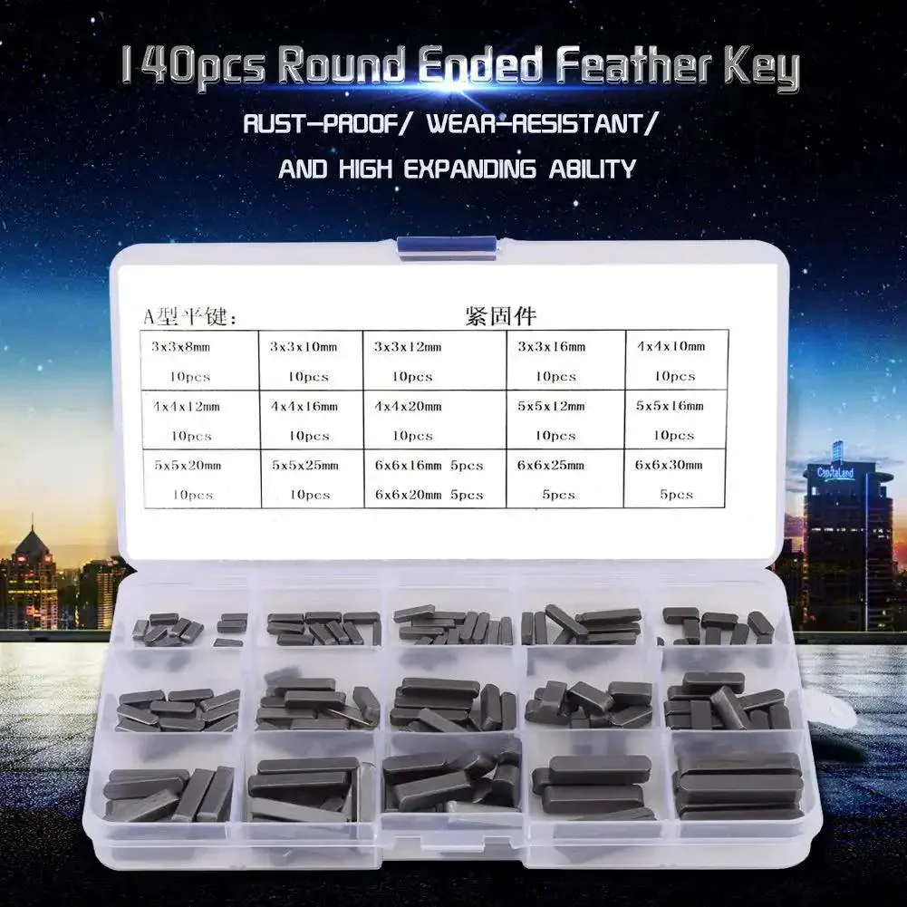 Round Ended Feather Keys Set 140 Piece For Keyways And Fasteners In Mechanical And Industrial Projects With 8mm 10mm 12mm 16mm 20mm 25mm 30mm Sizes Parallel Square Keys And Key Stock For Quick Install And Easy Maintenance - Image 9