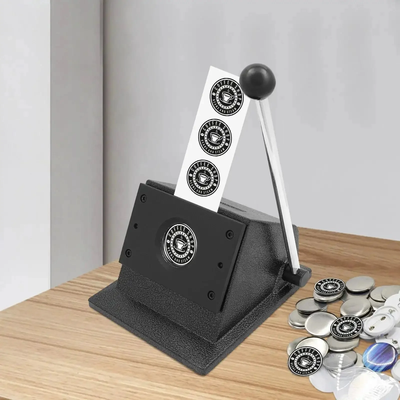 Round Punch Die Cutter 48.5mm Graphic Manual Badge Button Maker Card Cutting Machine For Refrigerator Magnets Cards Badges And Cartoon Buckles Durable Construction Great For DIY Crafts And Card Making - Image 2