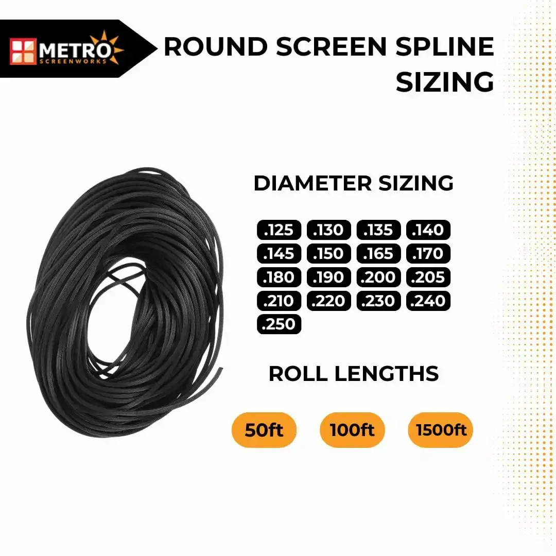 Round Screen Spline.205 For Window Screens Roll Of Fifty Feet Black Vinyl DIY Friendly Replacement For Windows Pool Enclosures Lanai Patio Porch And More Easy To Install Durable Spline - Image 4
