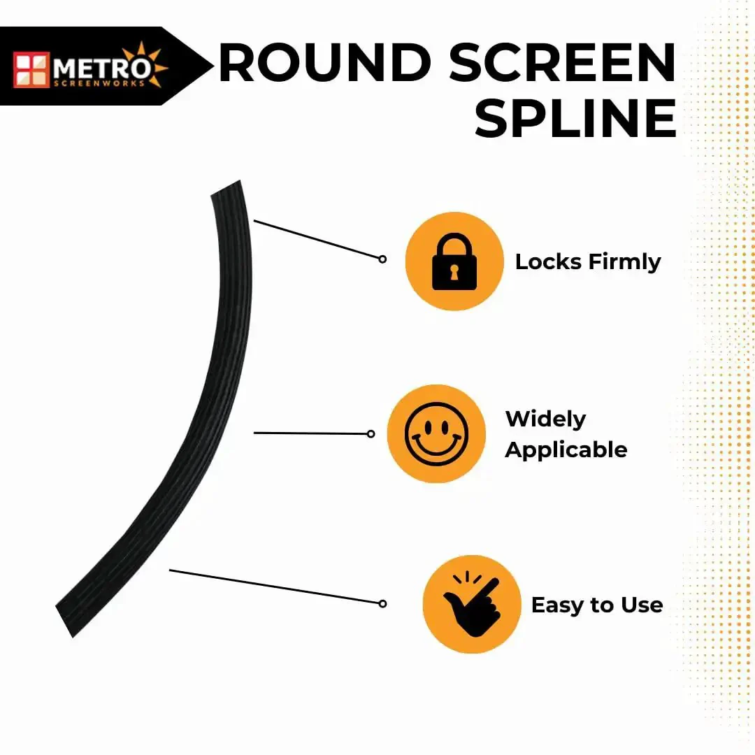 Round Screen Spline.205 For Window Screens Roll Of Fifty Feet Black Vinyl DIY Friendly Replacement For Windows Pool Enclosures Lanai Patio Porch And More Easy To Install Durable Spline - Image 5