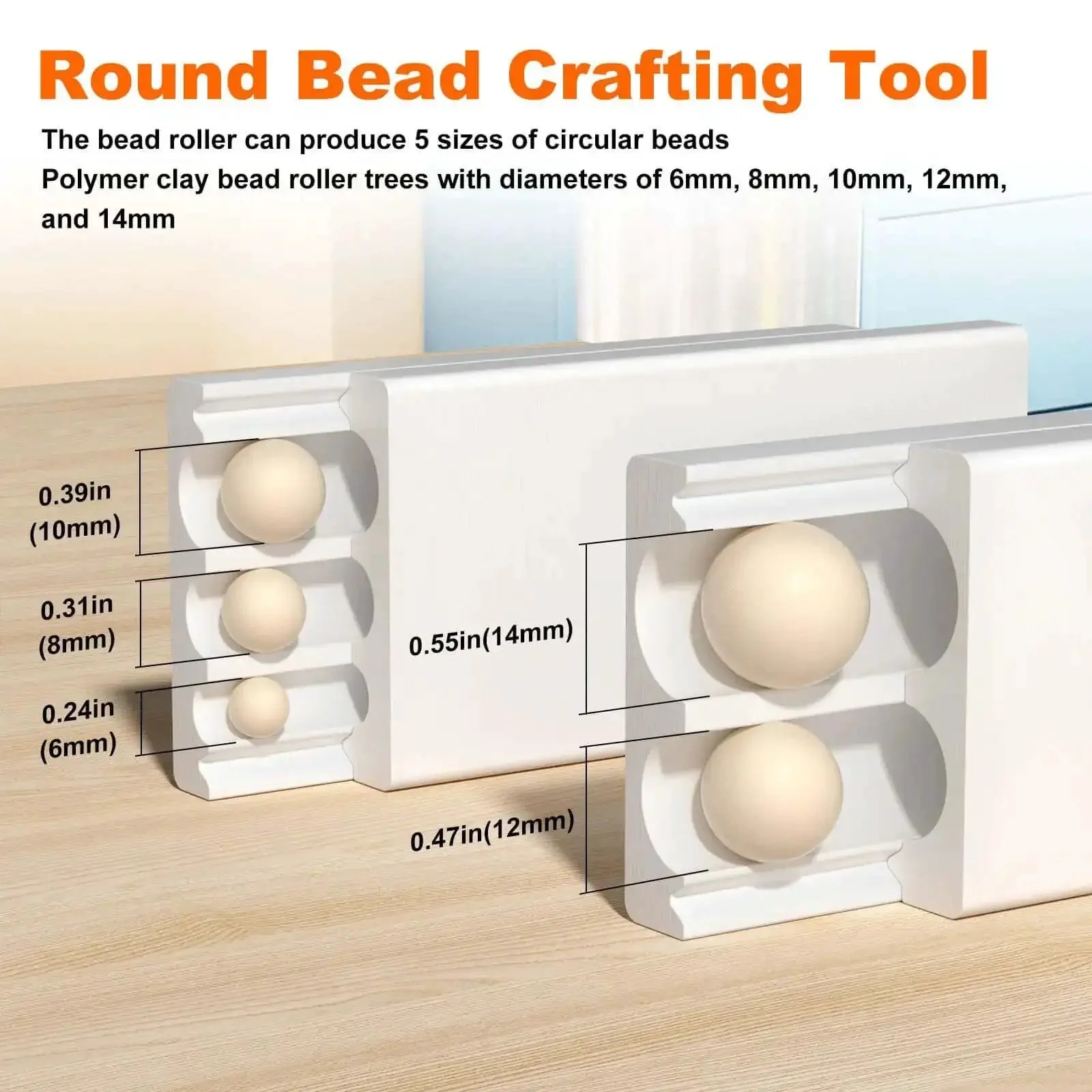 Round Shape Polymer Clay Bead Roller for DIY Jewelry, Bead Crafting Tool Set with 6mm, 8mm, 10mm, 12mm and 14mm Diameters, Two Pack Bead Roller Maker Kit for Consistent Round Beads - Image 5