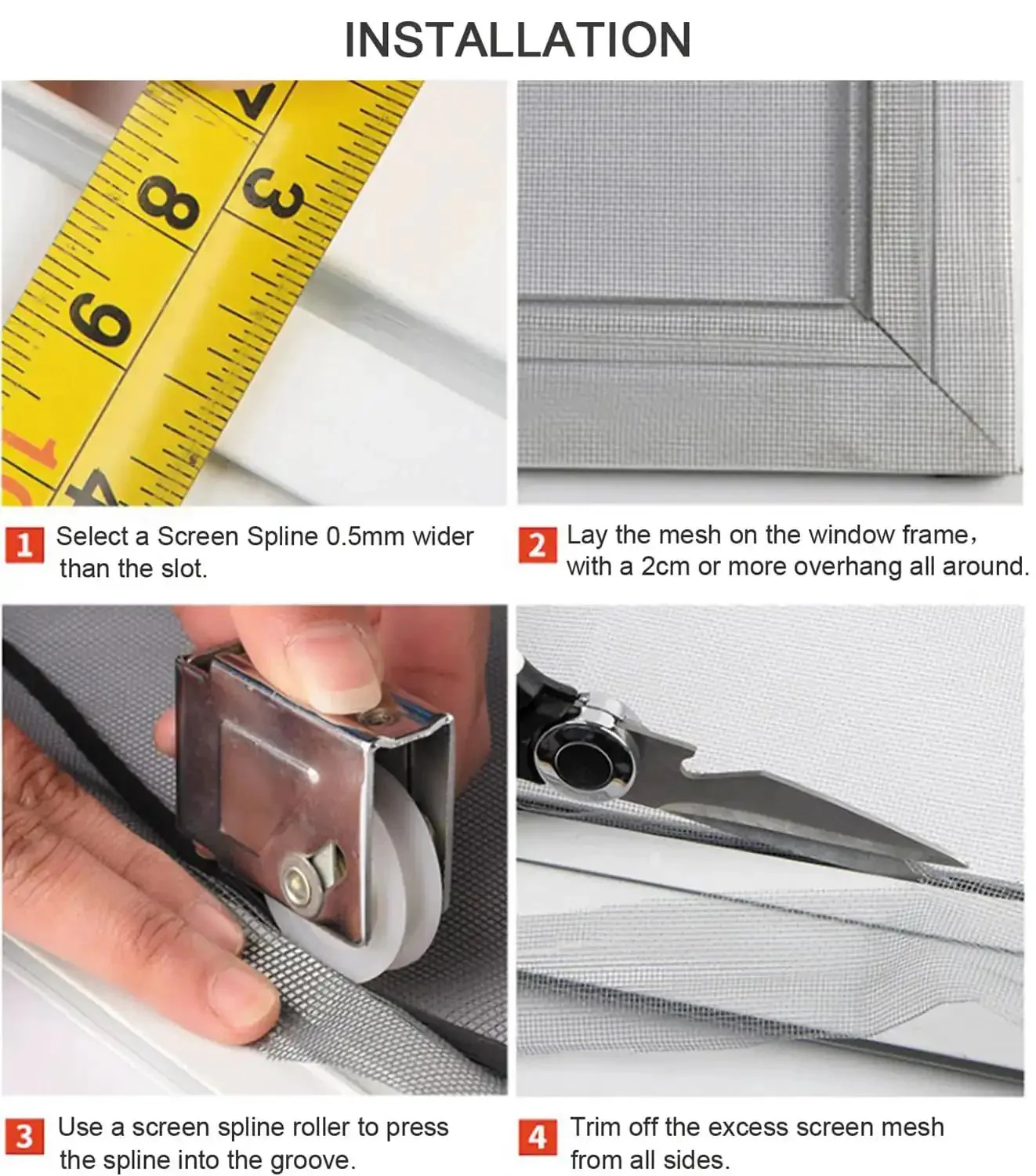 Round Window Screen Spline, 0.197 Inch Diameter, 100 Foot Roll for Replacement Screens, Fits 0.189 to 0.205 Inch Grooves, Durable PE Retainer Spline with Serrated Hollow Core, No-Fuss, Easy Cut and Install - Image 4