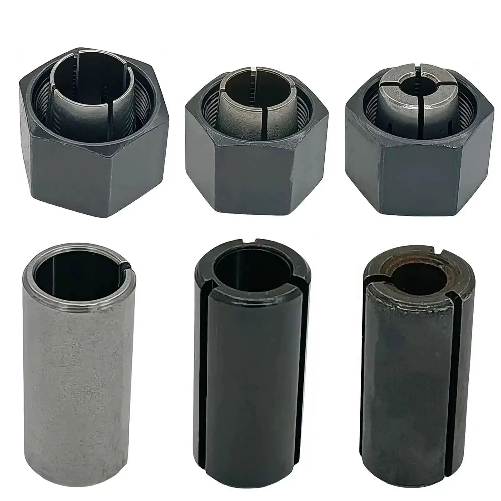 Router Collet Chuck And Nut Set With Reducer Sleeves For Easy Swap One Half Inch And One Quarter Inch Shanks Replacement Kit Fits Popular Routers Like Bosch 1617 Series And DW618 Family Pro Grade Gear