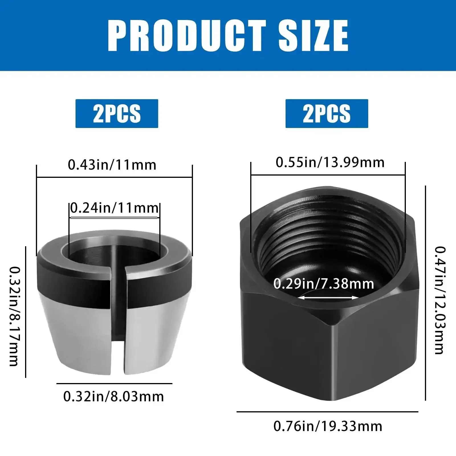 Router Collet Nut And Cone Sleeve Kit For Models R2400, R2401, R86044, R860443 2 Pack Replacement, Quick Five Minute Swap, Easy Maintenance To Restore Router Performance And Precision - Image 7
