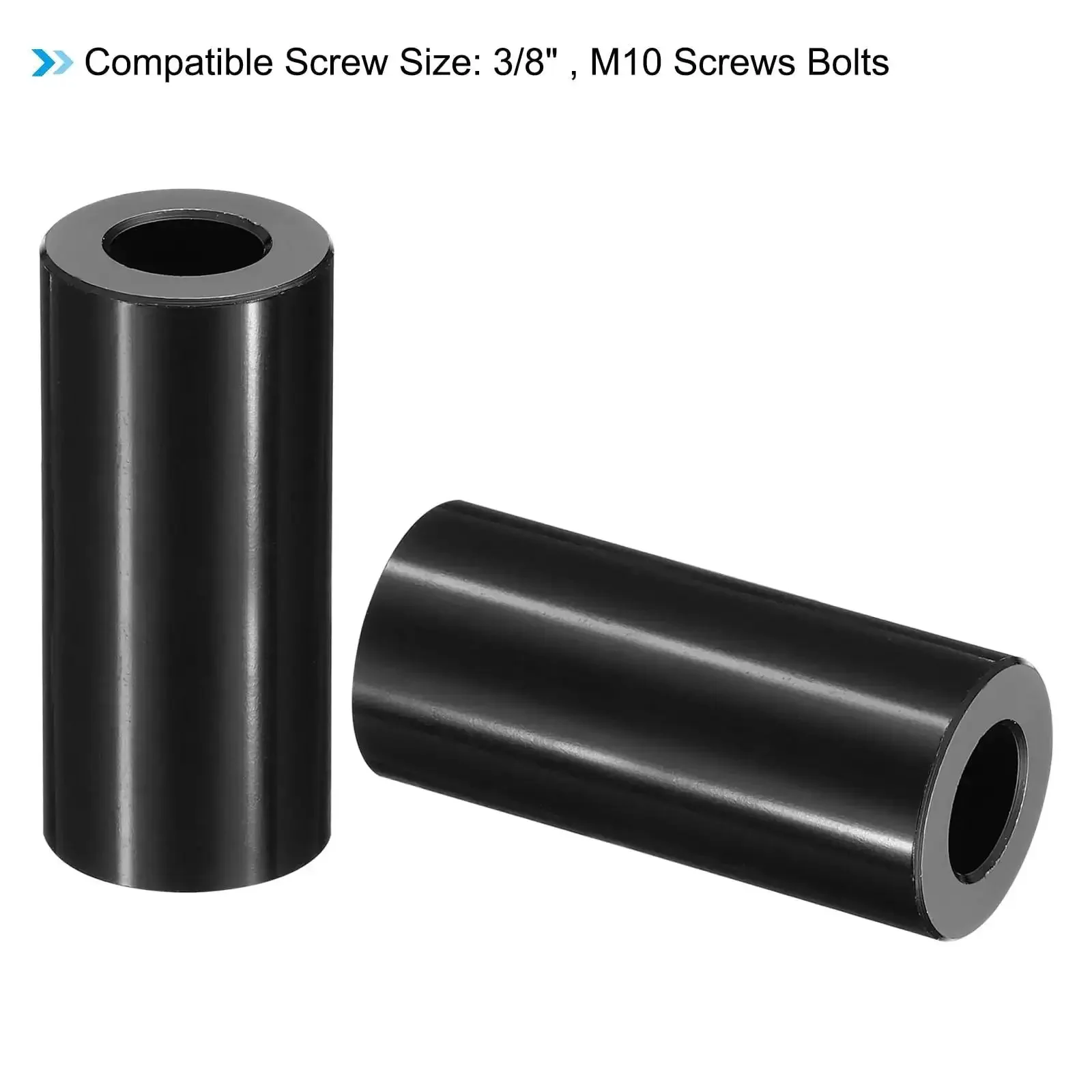 Rugged Aluminum Spacers Kit Five Pack M10 Three Quarter Inch OD X Two Inch Length Standoff For Three Eighths Inch Or M10 Bolts Corrosion Resistant Durable Black Aluminum Spacers For Auto Projects And DIY Builds - Image 3