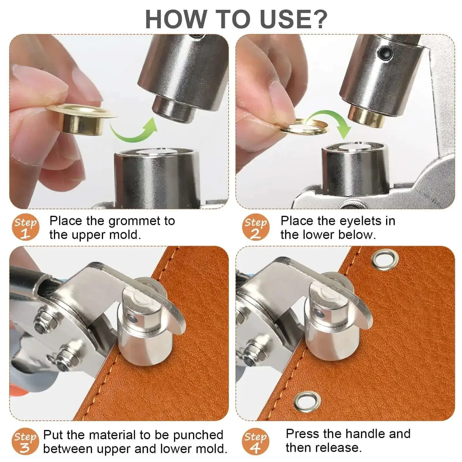 Rugged Grommet Kit For DIY Projects Three Eighths Inch 500 Eyelets And Grommets Pack No Pre Drill Required No Fuss Tarps Banners Canvas And Outdoor Covers Heavy Duty Steel Construction Fast Low Effort Setup - Image 3