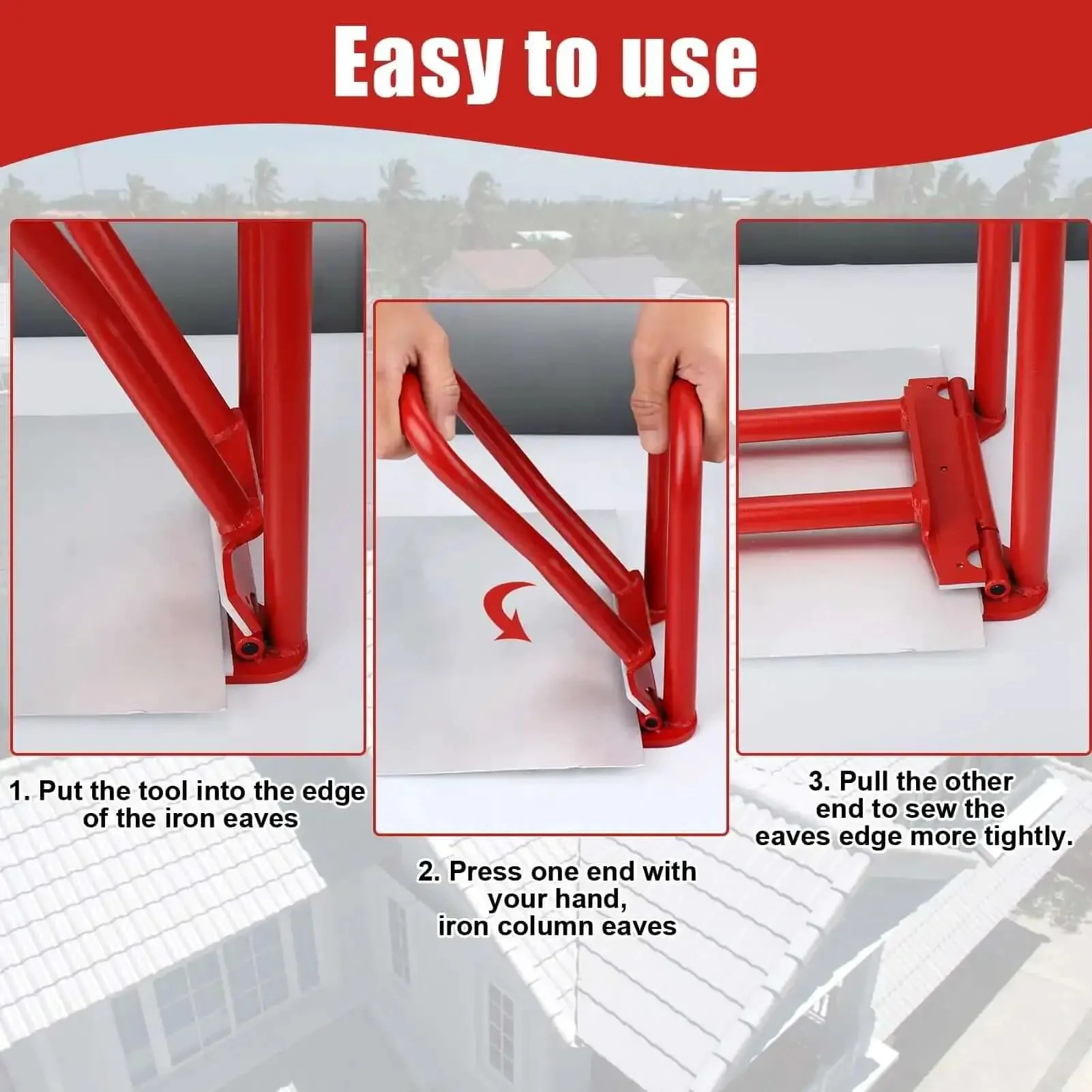 Rugged Heavy-Duty Eaves Seam Locker Tool For Standing Seam Metal Roofs, Drip Edge Hemming Bender For Tight Clean Folds, Pro-Grade Crimping Tool For Roofers And Sheet Metal Pros - Image 5