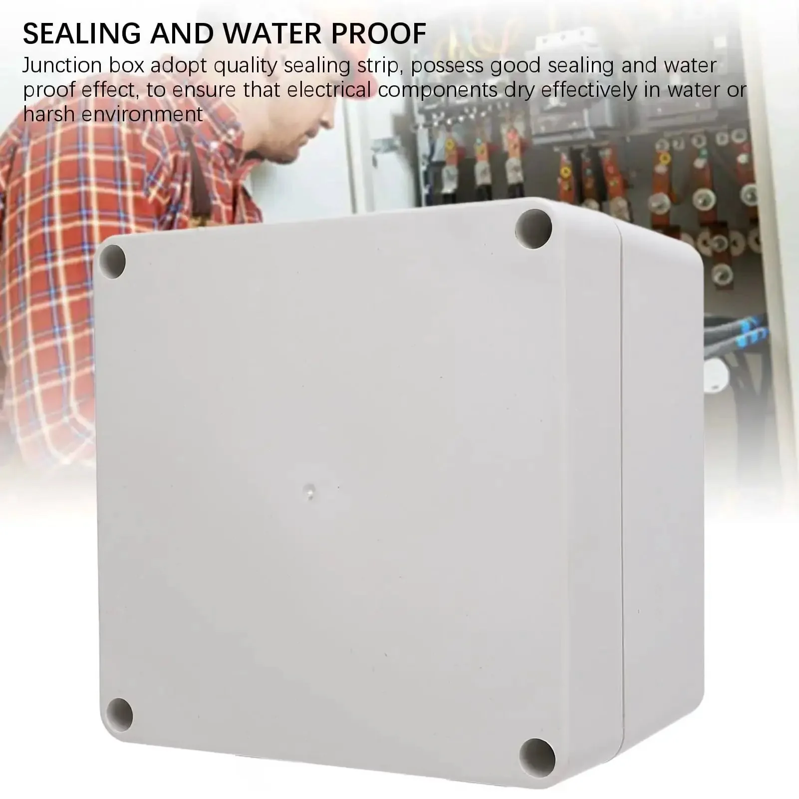 Rugged IP65 Waterproof ABS Plastic Enclosure For Electronics 120x120x90mm With Embedded Metal Mounting Holes For Control Panels Weatherproof Junction Box Includes 4 Screws And Nylon Rope - Image 2