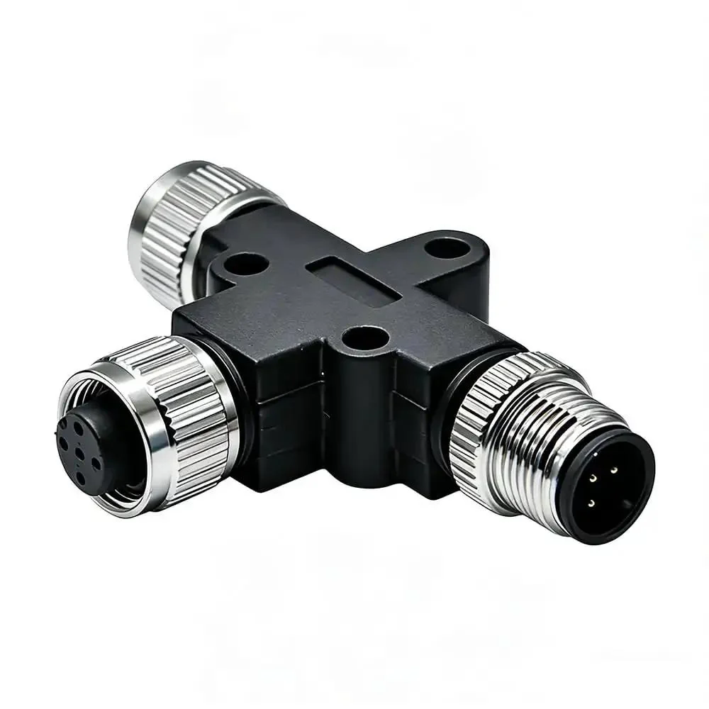 Rugged IP67 M12 5 Pin T Connector A Code Waterproof Field Wiring Adapter For Industrial Sensors Male To Female Wireable Sensor Plug For Industrial Automation And Field Installations