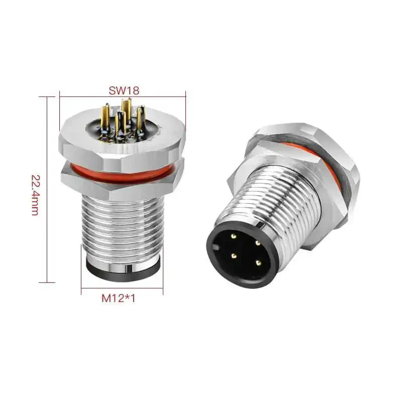 Rugged M12 4-Pin A-Coded Male Connector Cable With Front Panel Mount Unshielded Straight Plug Aviation Connector For Fixed Panels IP67 Waterproof 250V 4A 0.5m Length Heavy Duty Panel Cable - Image 7