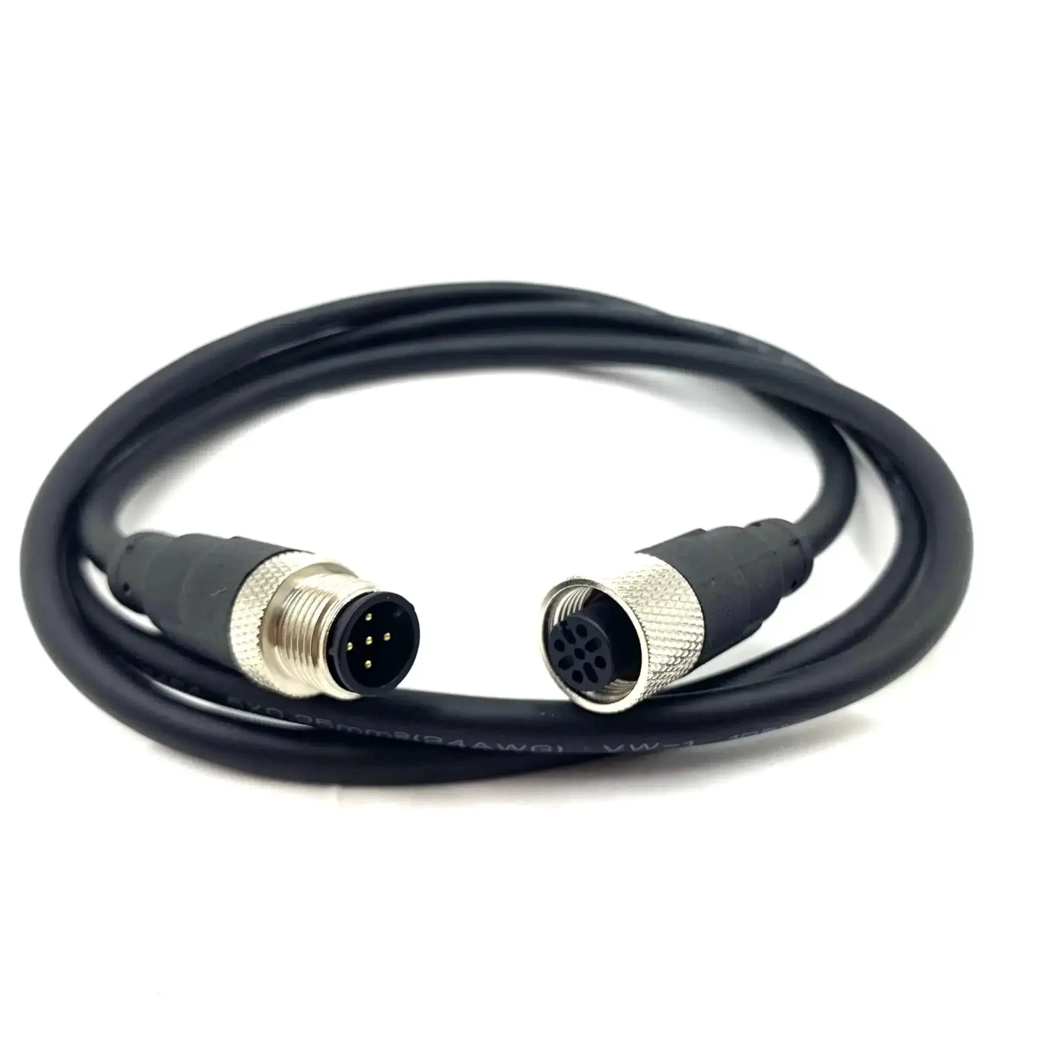 Rugged M12 5 Pin Male To Female Connector Cable A Code Straight Profibus Fieldbus Module Cable 1 Meter IP67 Waterproof Sensor Cable 125V 4A AWG22 Industrial Molded