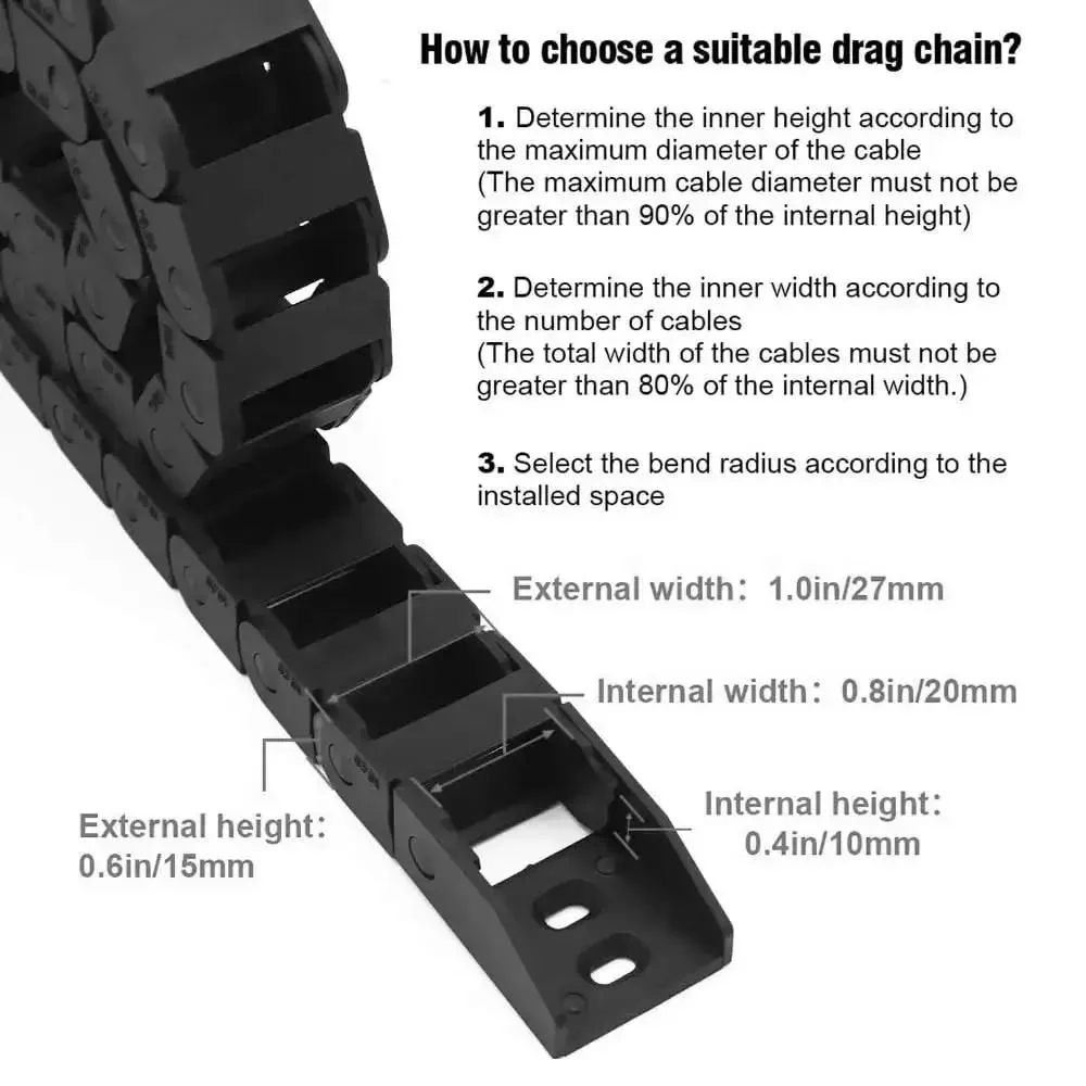 Rugged Nylon Cable Carrier 1 Meter Drag Chain For CNC Machines With End Connector Built To Last From PA66 Tough And Durable Temperature Range Minus 40 To 80 Degrees Celsius Briefly Above 100 Degrees - Image 6