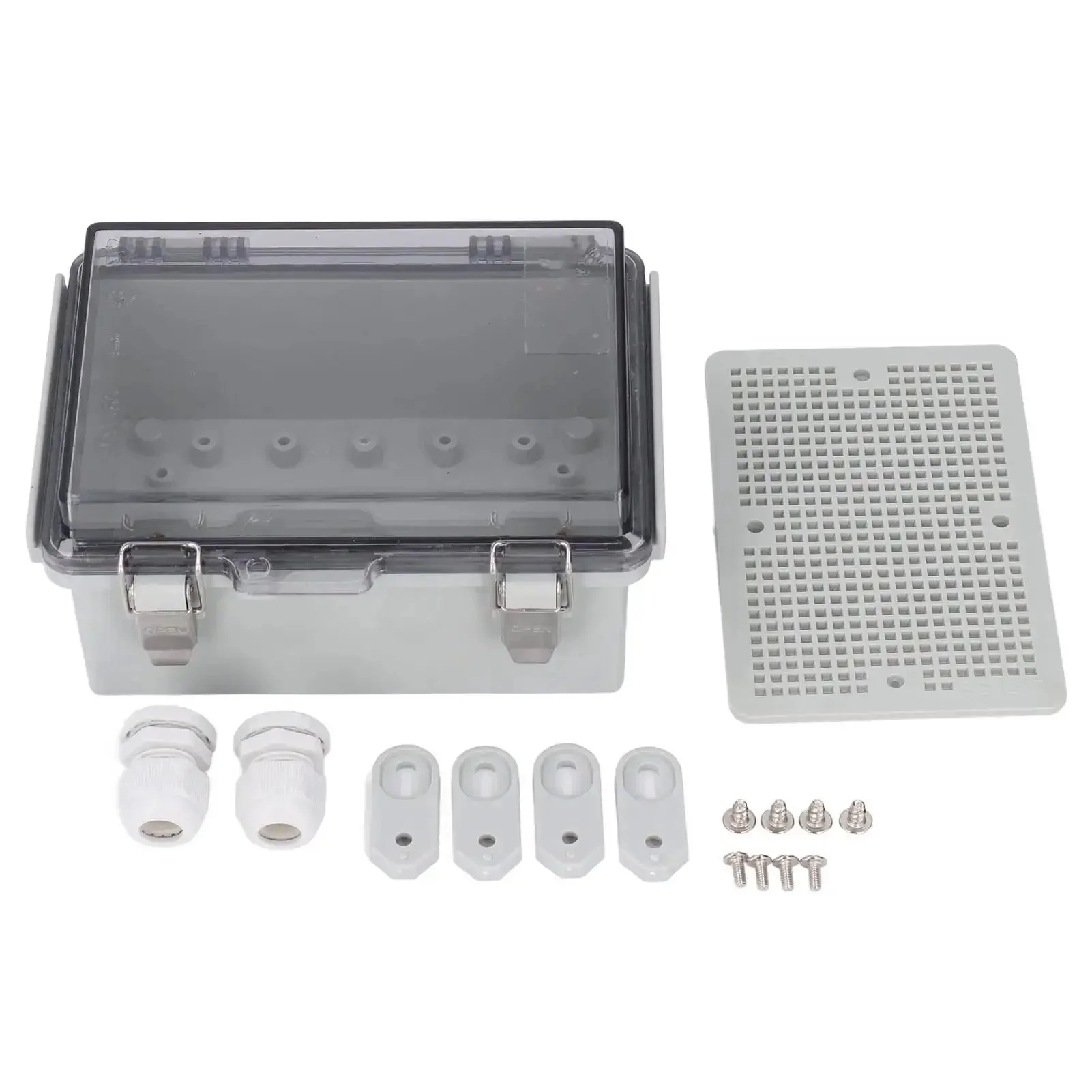 Rugged Outdoor Electrical Junction Box With IP67 ABS Enclosure, Grid Mounting Plate, Clear Cover And Stainless Steel Door Lock, Ideal For Outdoor Lighting, Pump Control, And DIY Home Projects - Image 4