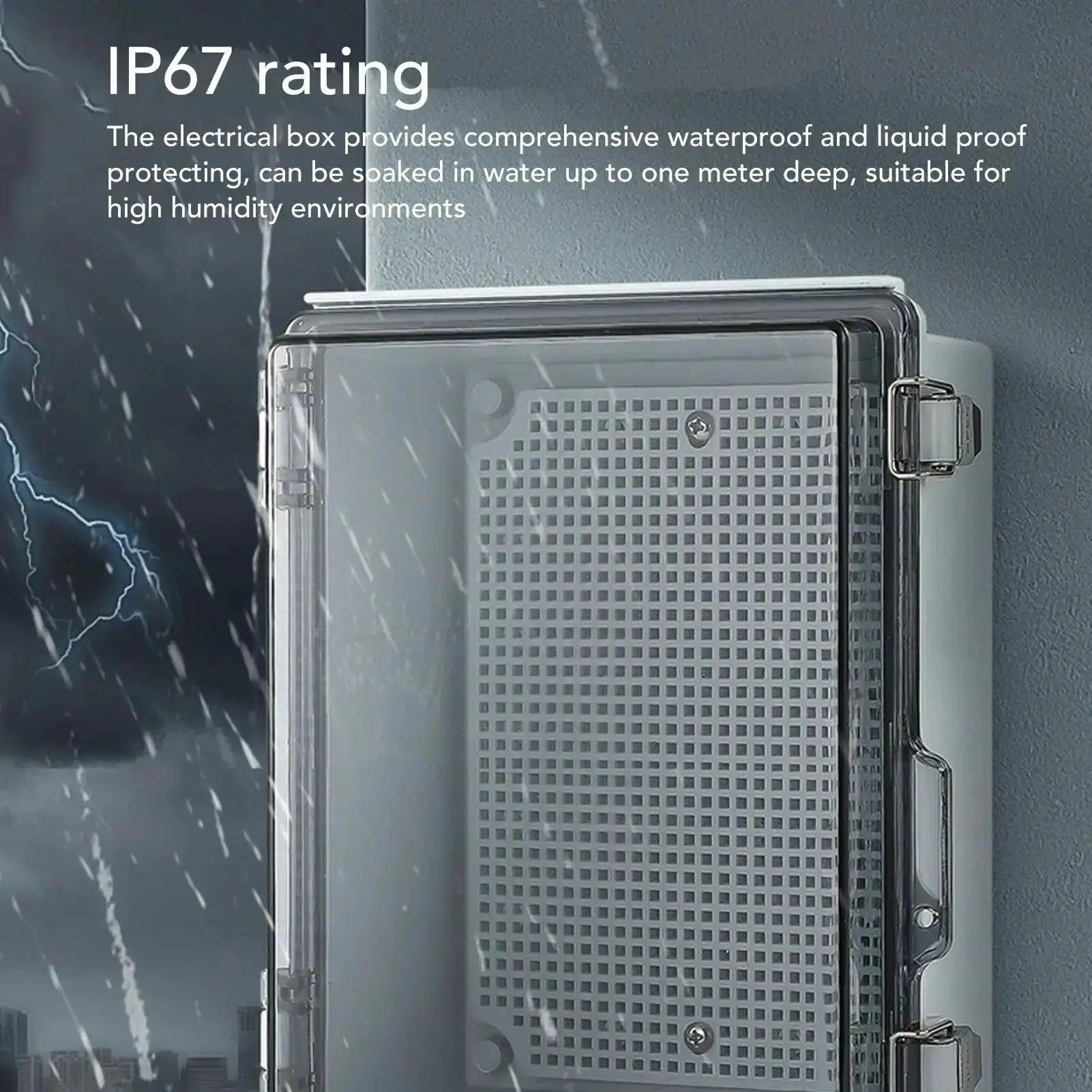 Rugged Outdoor Electrical Junction Box With IP67 ABS Enclosure, Grid Mounting Plate, Clear Cover And Stainless Steel Door Lock, Ideal For Outdoor Lighting, Pump Control, And DIY Home Projects - Image 9