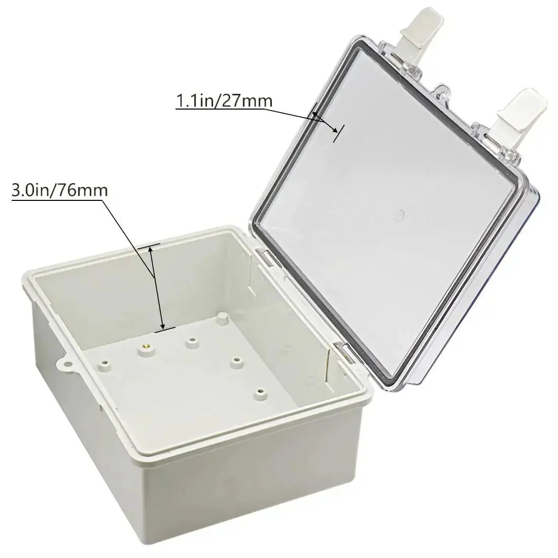 Rugged Outdoor IP65 Weatherproof Electrical Junction Box With Hinged Clear Cover And Two Cable Glands ABS Plastic Project Enclosure 8.7 Inch By 6.7 Inch By 4.3 Inch Dustproof Waterproof - Image 5