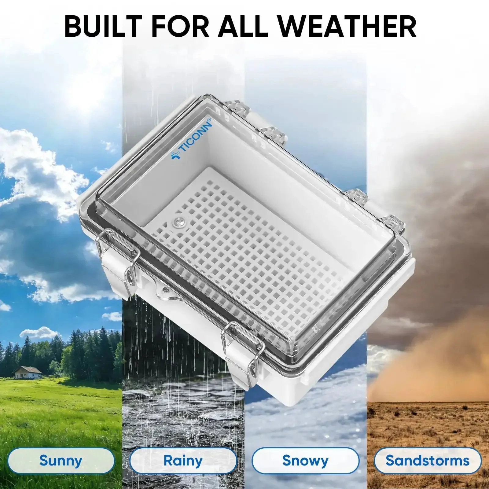 Rugged Outdoor Waterproof IP67 Electrical Box Enclosure With Hinged Cover ABS Plastic Mounting Plate Wall Brackets And Cable Glands Off White Heavy Duty Junction Box For Outdoor Wiring 8.7 By 6.7 By 4.3 Inches - Image 3