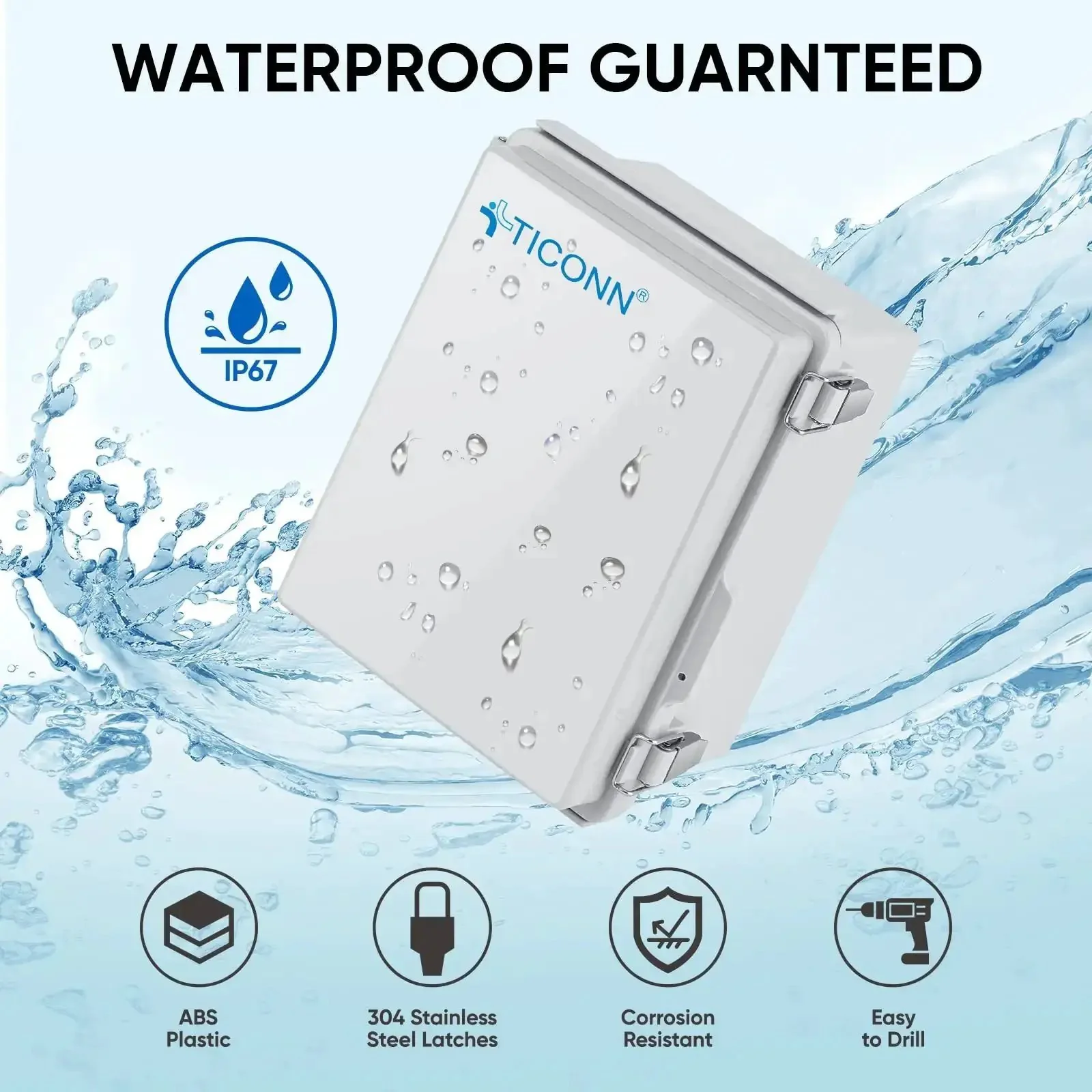 Rugged Outdoor Waterproof IP67 Electrical Box Enclosure With Hinged Cover ABS Plastic Mounting Plate Wall Brackets And Cable Glands Off White Heavy Duty Junction Box For Outdoor Wiring 8.7 By 6.7 By 4.3 Inches - Image 8
