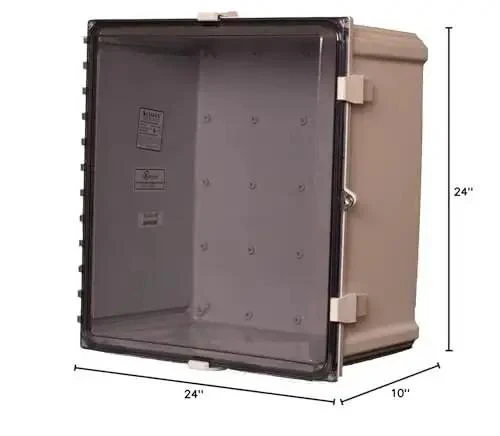Rugged Polycarbonate Enclosure With Hinged Locking Clear Cover 24 X 24 X 10 Inches IP68 NEMA 4X Non-Metallic Control Box UL Listed For Solar Apps High Impact Weatherproof Box Built To Last - Image 2