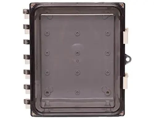 Rugged Polycarbonate Enclosure With Hinged Locking Clear Cover 8 By 6 By 4 Inches, Weatherproof Nonmetallic Panel Box, IP68 UL Listed 508A 50E, NEMA 4X, Solar Ready For Industrial Control Panels