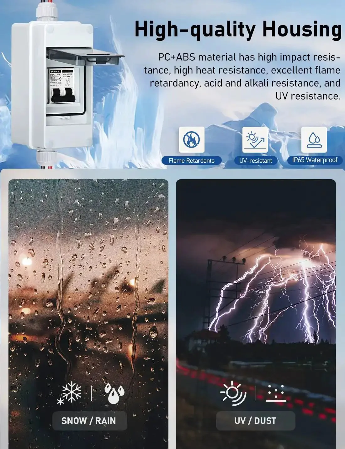 Rugged Solar Panel Disconnect Switch With IP65 DIN Box 30 Amp Dual Pole Isolator 12V To 400V AC DC Miniature Circuit Breaker Non Polarized PV Array Shut Off For Outdoor Installations Plug And Play - Image 8