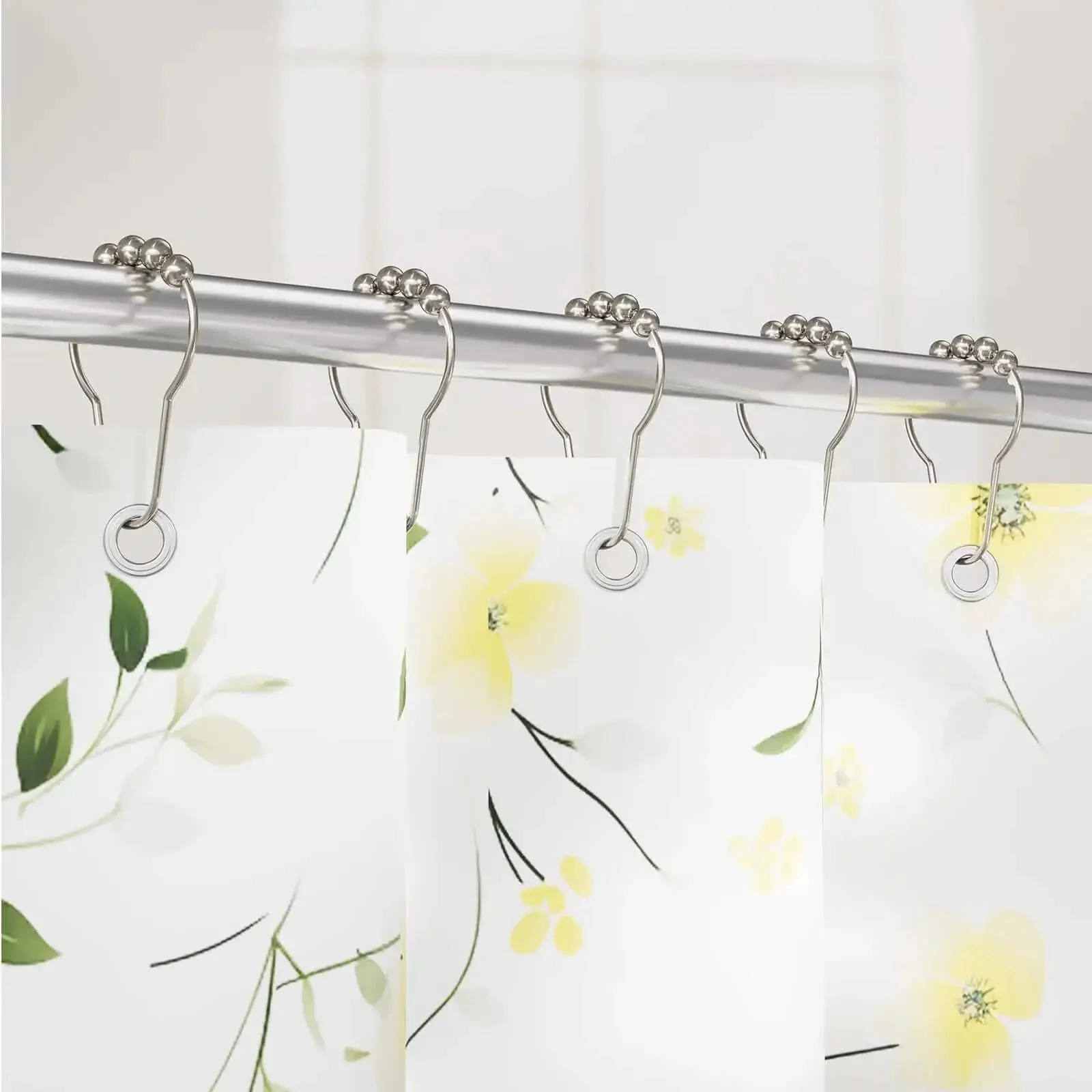 Rustproof Stainless Steel Shower Curtain Hooks Set Of 12 For Bathroom Rods With Polished Nickel Finish Heavy Duty And Durable No Rust Design Easy Glide And Decorative Utility - Image 2