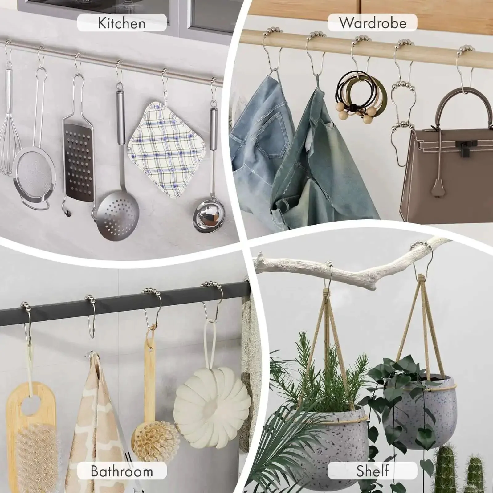 Rustproof Stainless Steel Shower Curtain Hooks Set Of 12 For Bathroom Rods With Polished Nickel Finish Heavy Duty And Durable No Rust Design Easy Glide And Decorative Utility - Image 3