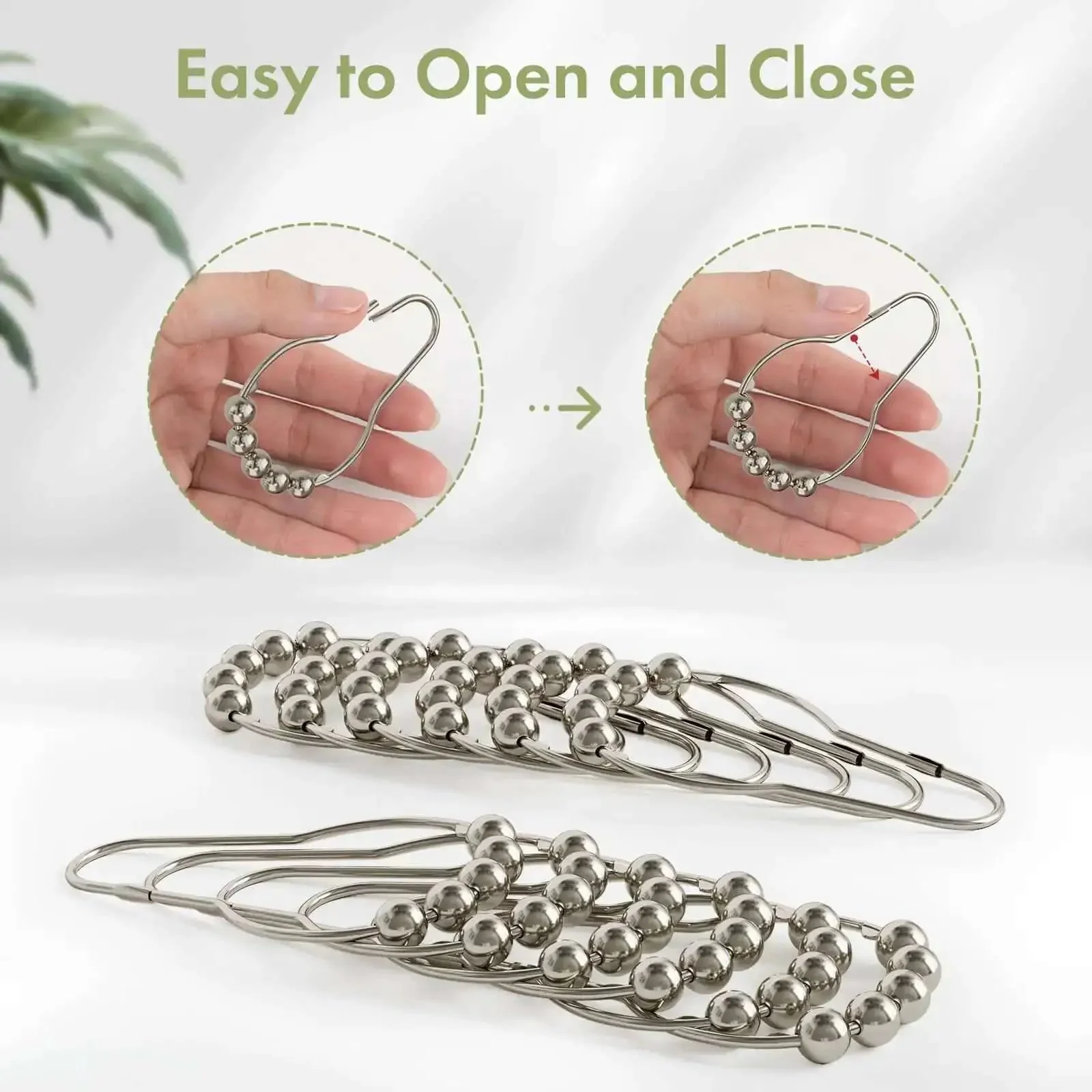 Rustproof Stainless Steel Shower Curtain Hooks Set Of 12 For Bathroom Rods With Polished Nickel Finish Heavy Duty And Durable No Rust Design Easy Glide And Decorative Utility - Image 6