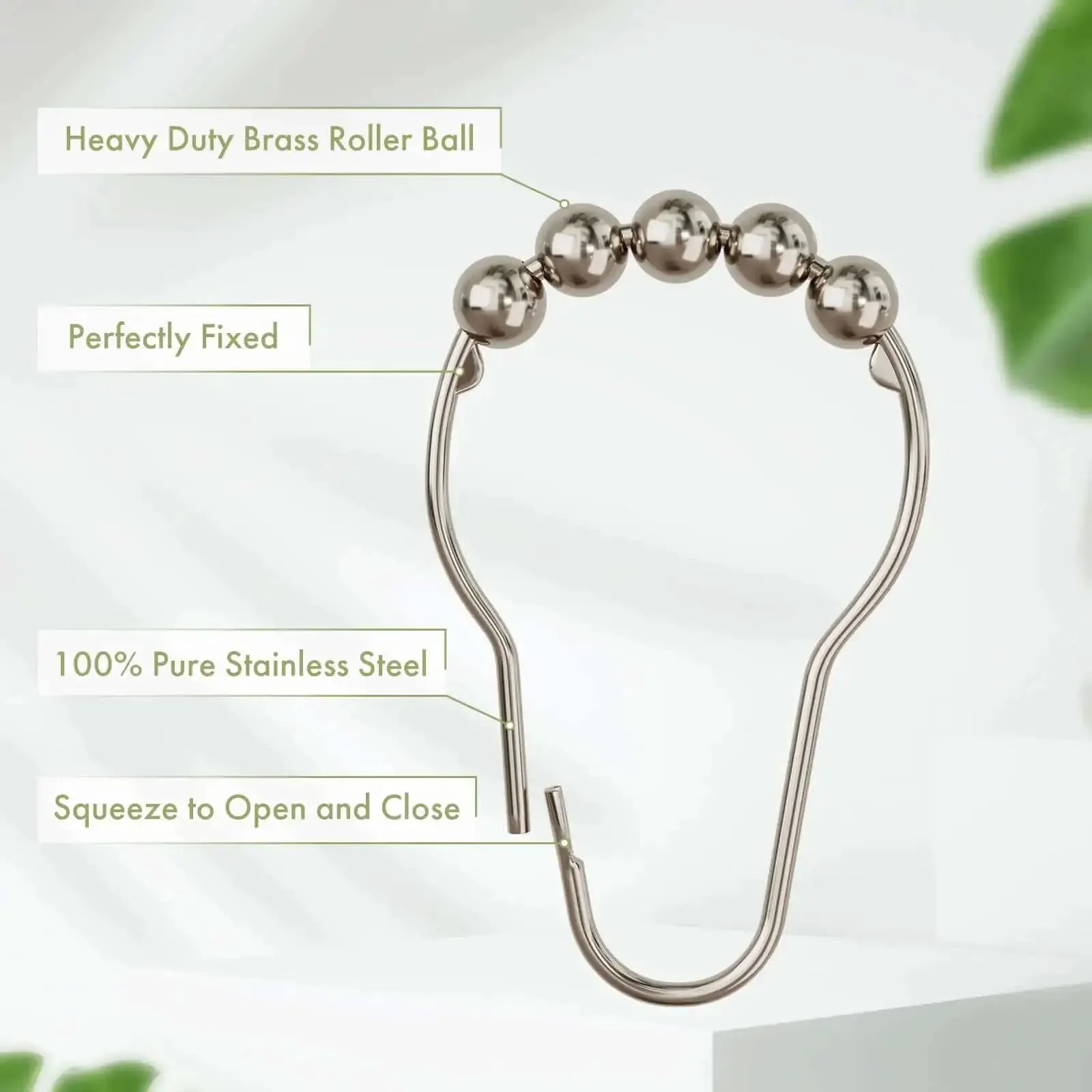 Rustproof Stainless Steel Shower Curtain Hooks Set Of 12 For Bathroom Rods With Polished Nickel Finish Heavy Duty And Durable No Rust Design Easy Glide And Decorative Utility - Image 7