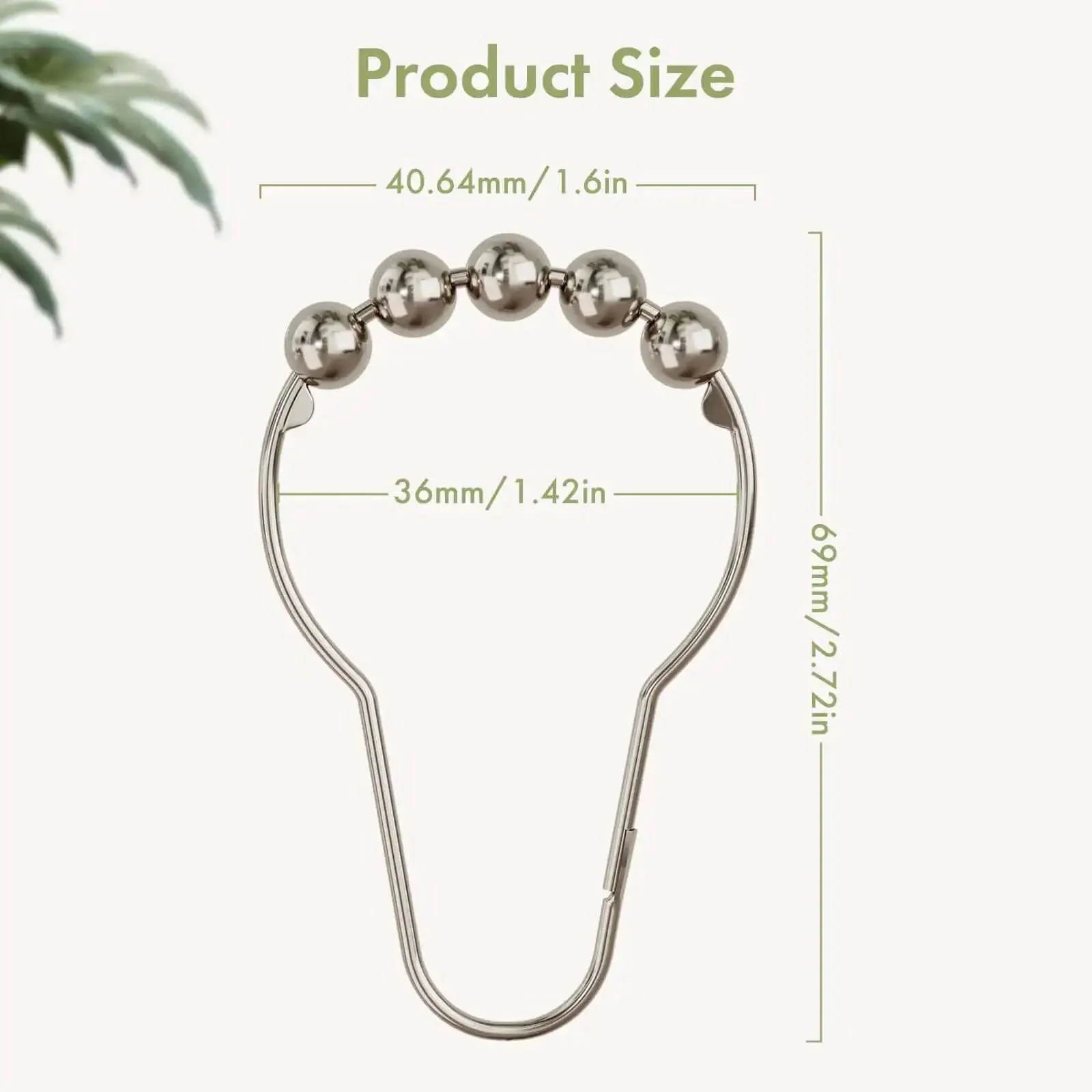 Rustproof Stainless Steel Shower Curtain Hooks Set Of 12 For Bathroom Rods With Polished Nickel Finish Heavy Duty And Durable No Rust Design Easy Glide And Decorative Utility - Image 8